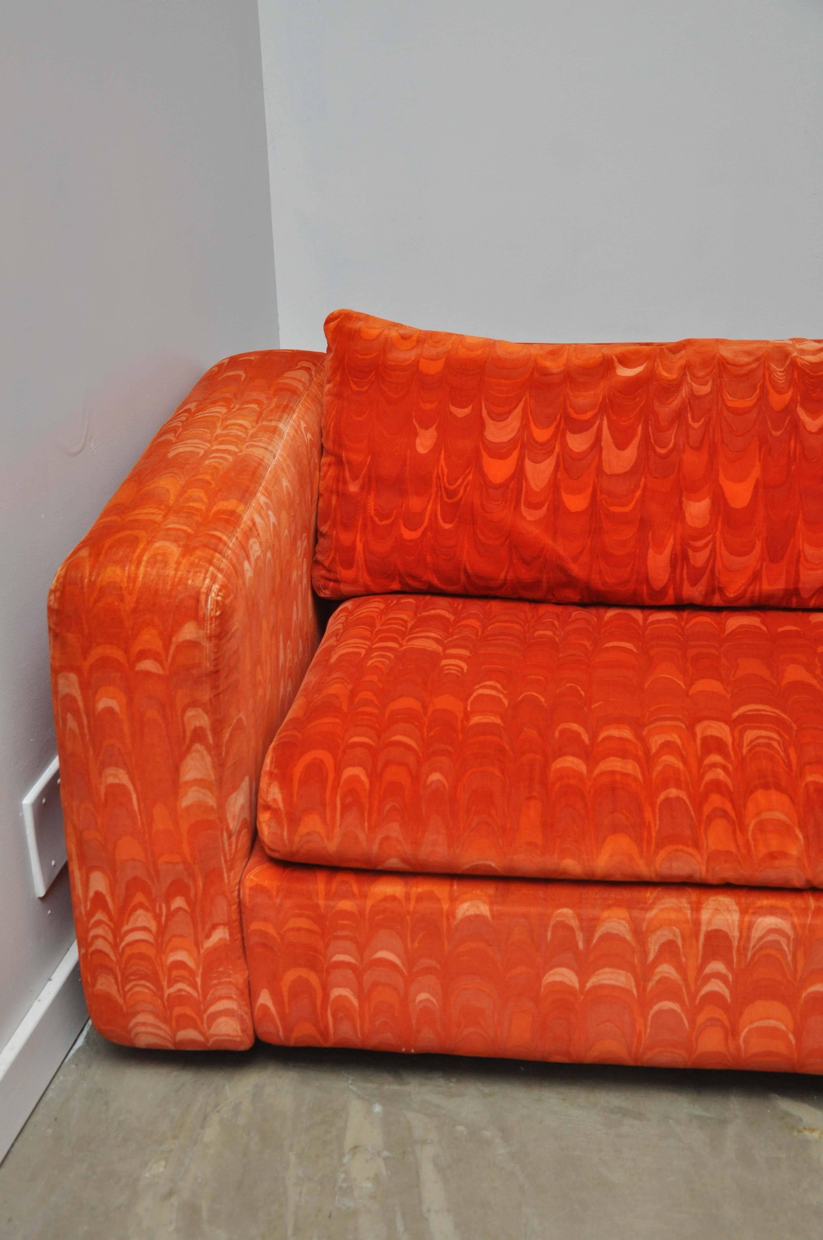 20th Century Metropolitan Sectional Sofa in Jack Lenor Larsen Velvet