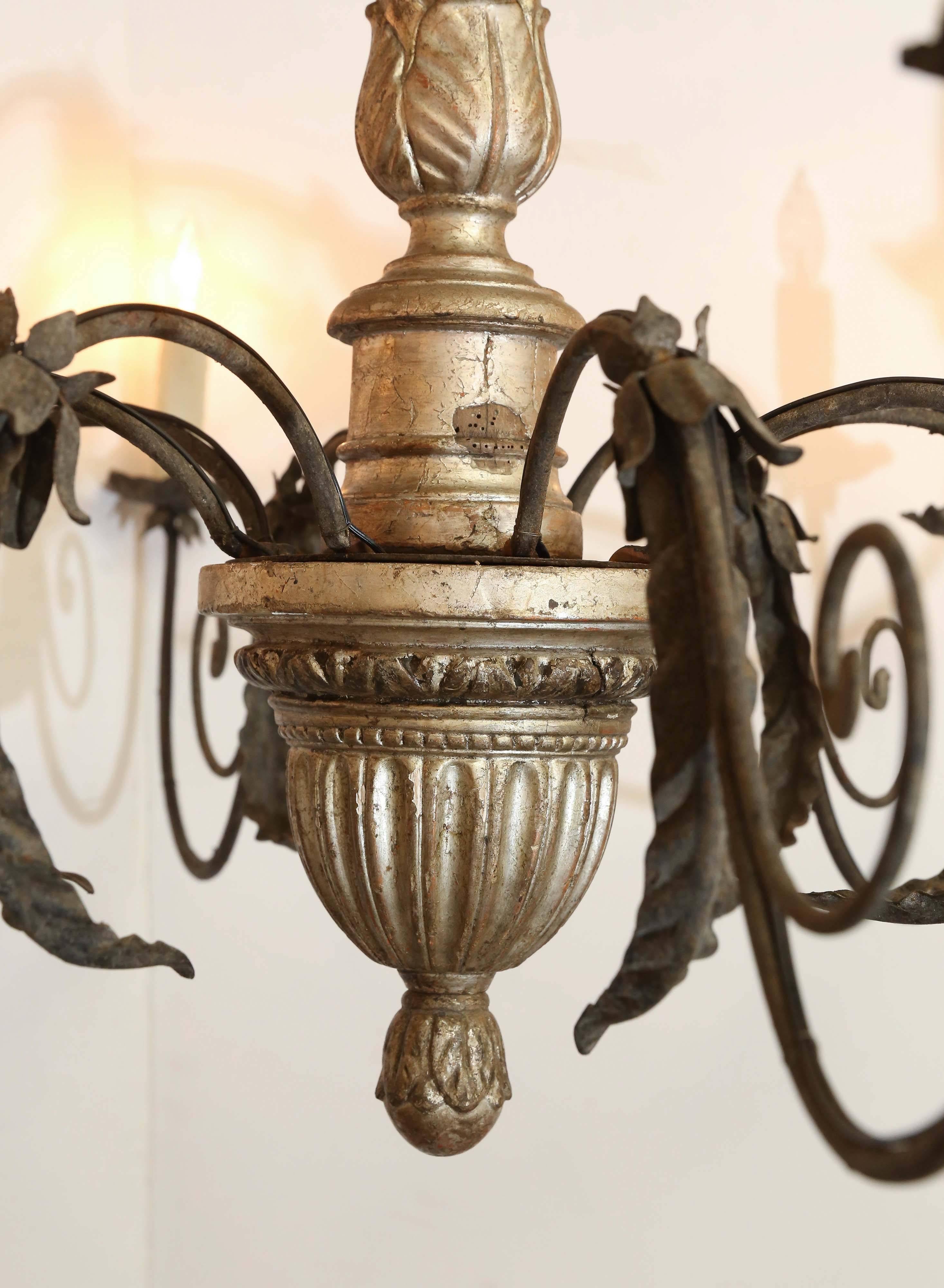 Italian Gilded and Iron Chandelier In Excellent Condition In Houston, TX