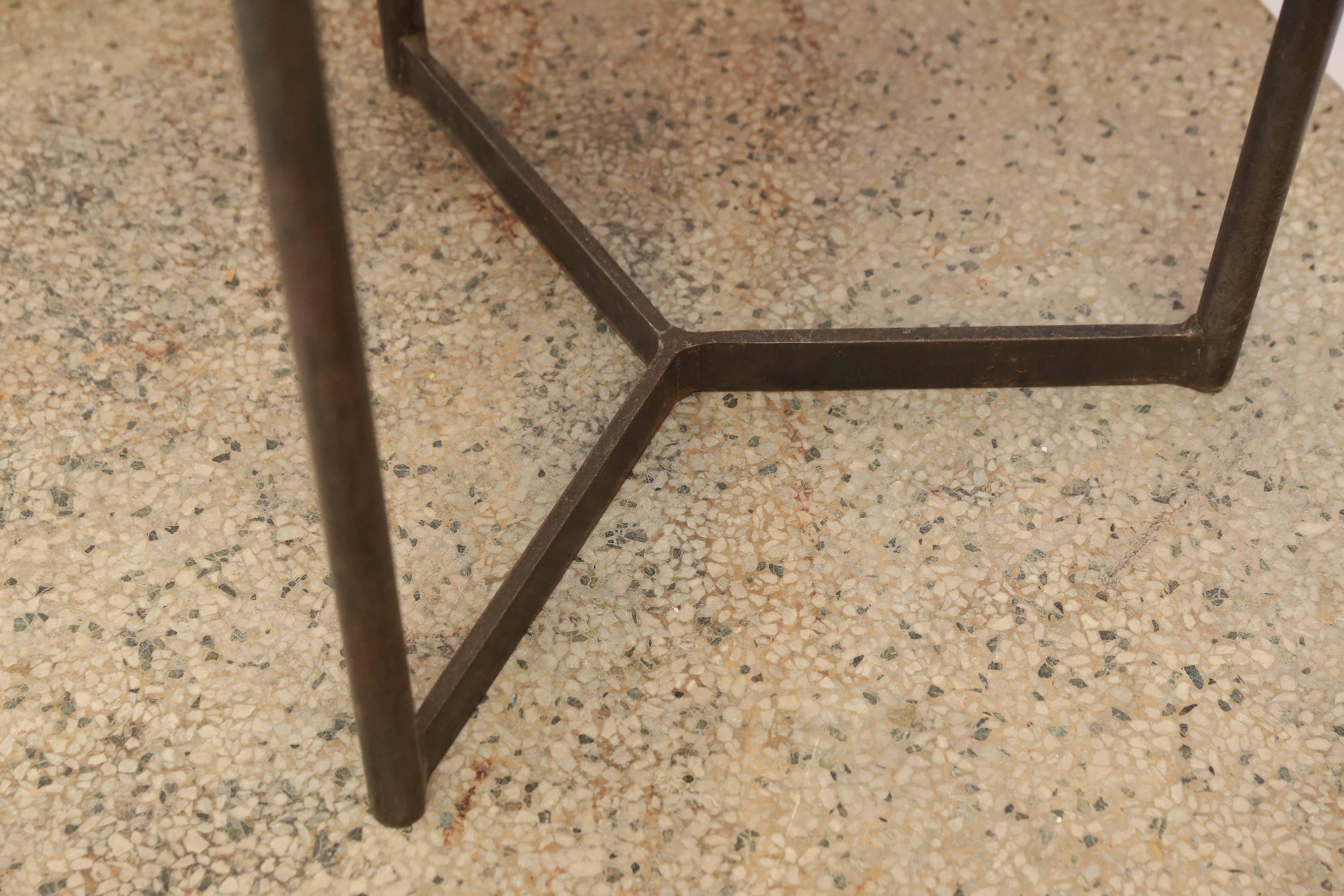 American Pair of Custom Iron and Brass Side Tables