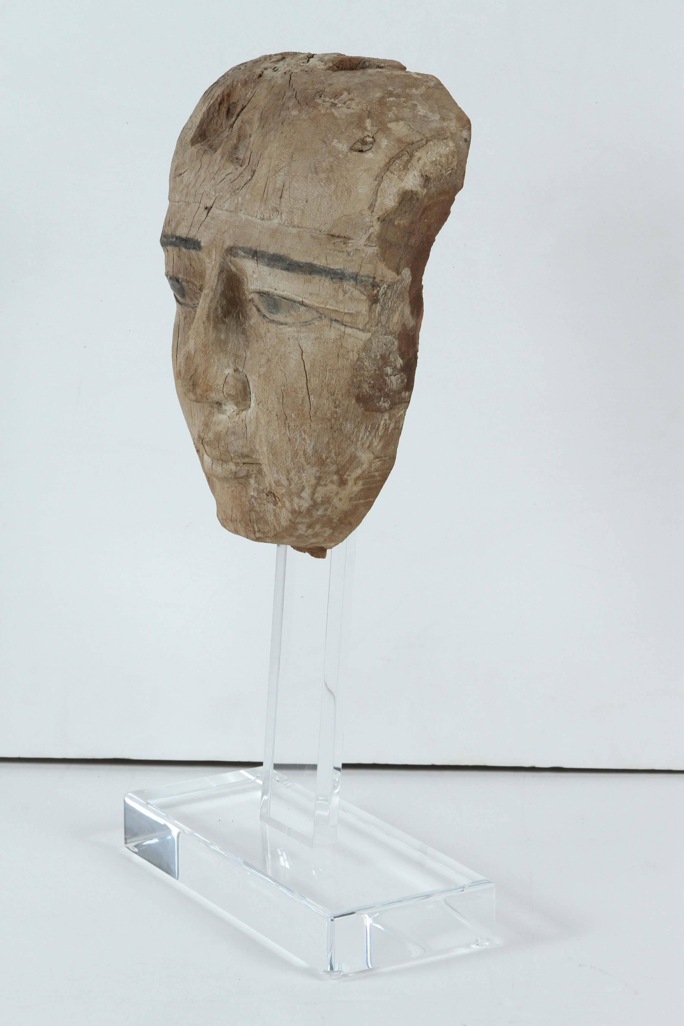 Carved Ancient, Egyptian Mummy Mask