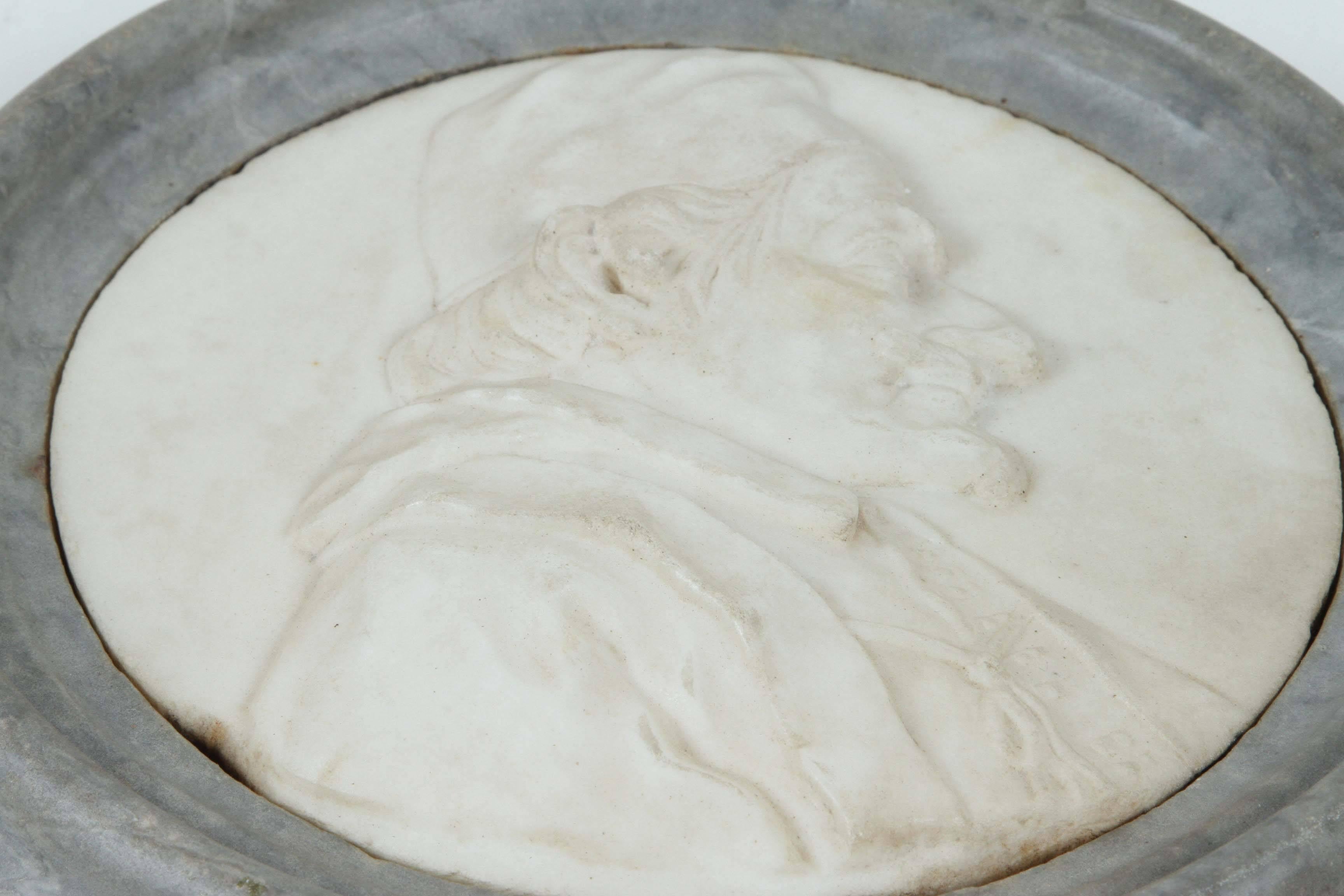 Carrara Marble 18th Century, Italian Marble Relief Portrait For Sale