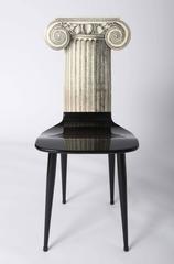 Piero Fornasetti white colored chair “Capitello Ionico”, Italy circa 1970