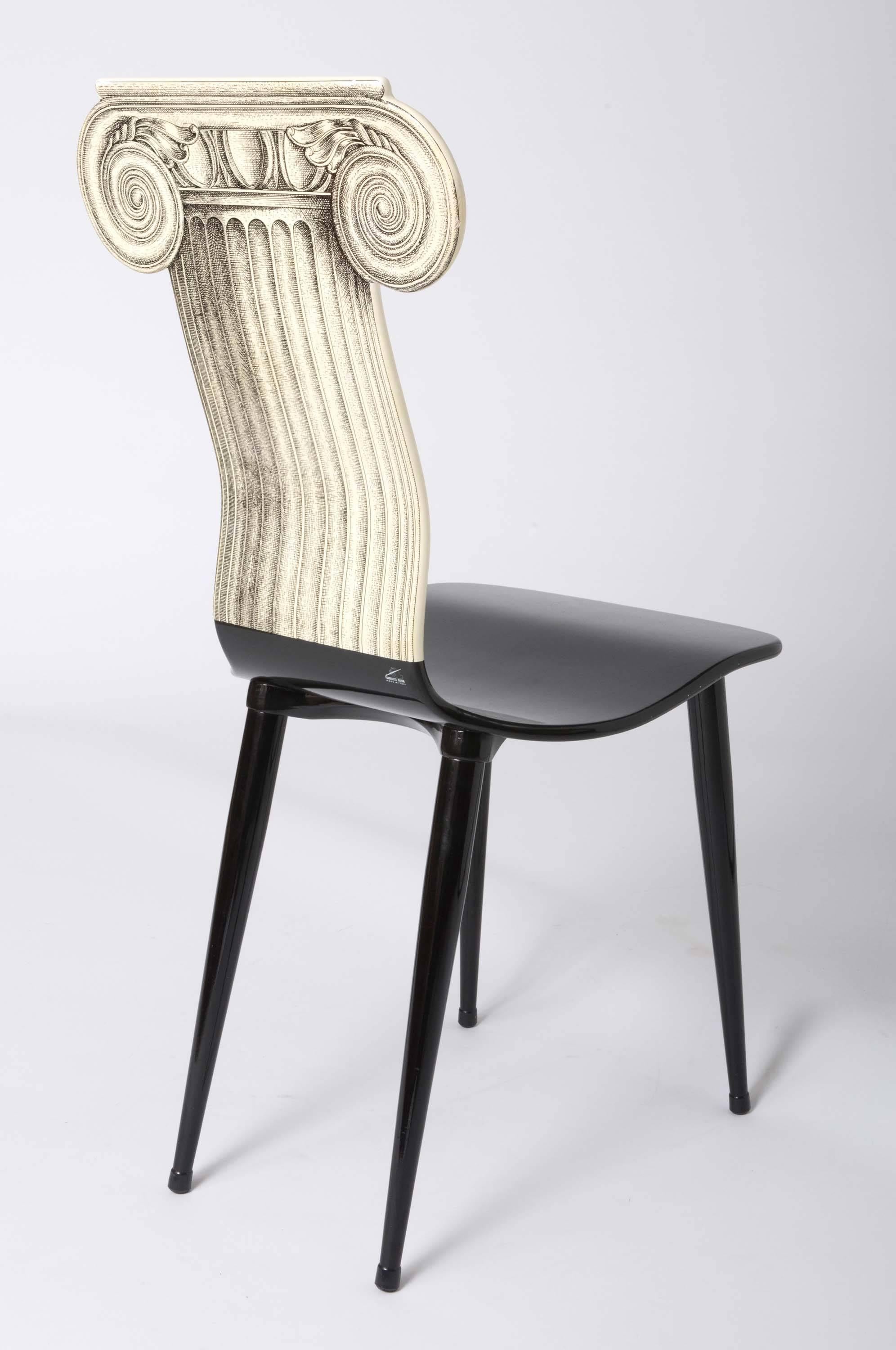 Piero Fornasetti white colored chair “Capitello Ionico”, Italy circa 1970 In Excellent Condition For Sale In Macclesfield, Cheshire