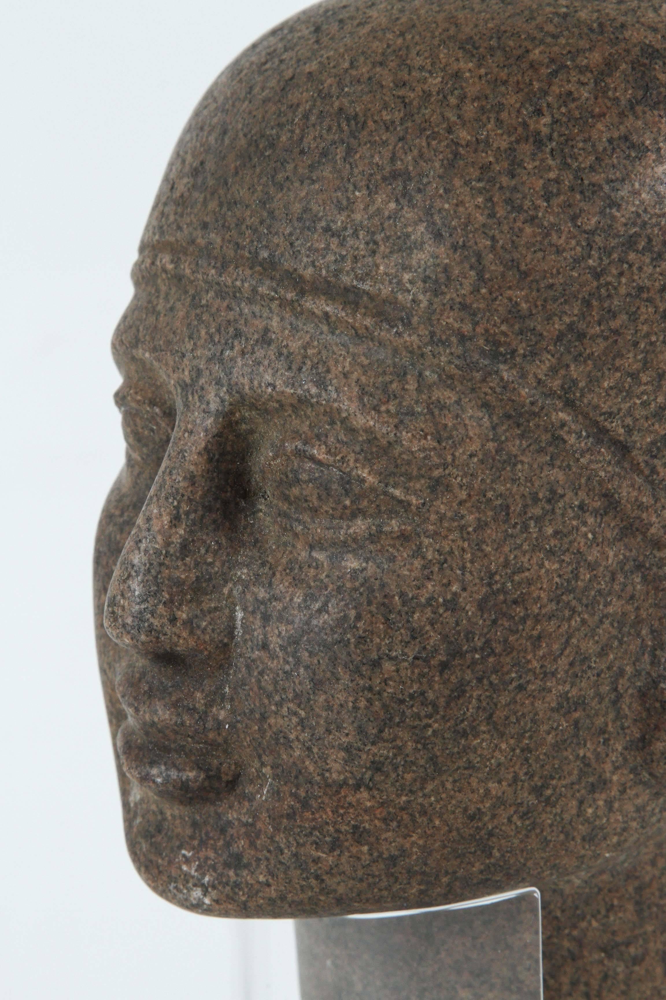 Late Period, Egyptian Granite Bust In Good Condition In Newport Beach, CA