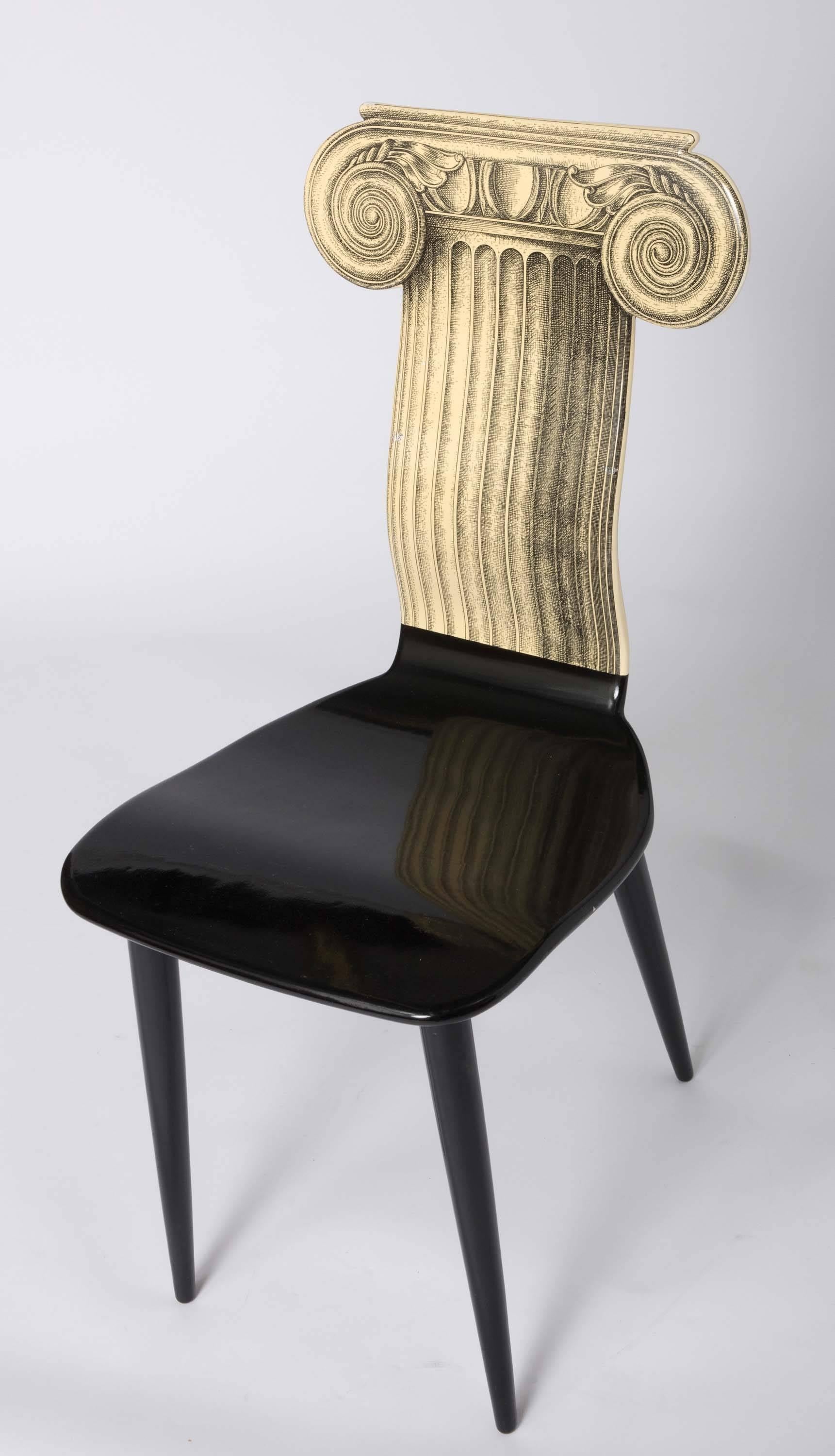 Piero Fornasetti cream colored chair “Cappiello Ionico”, Italy circa 1960 For Sale 2