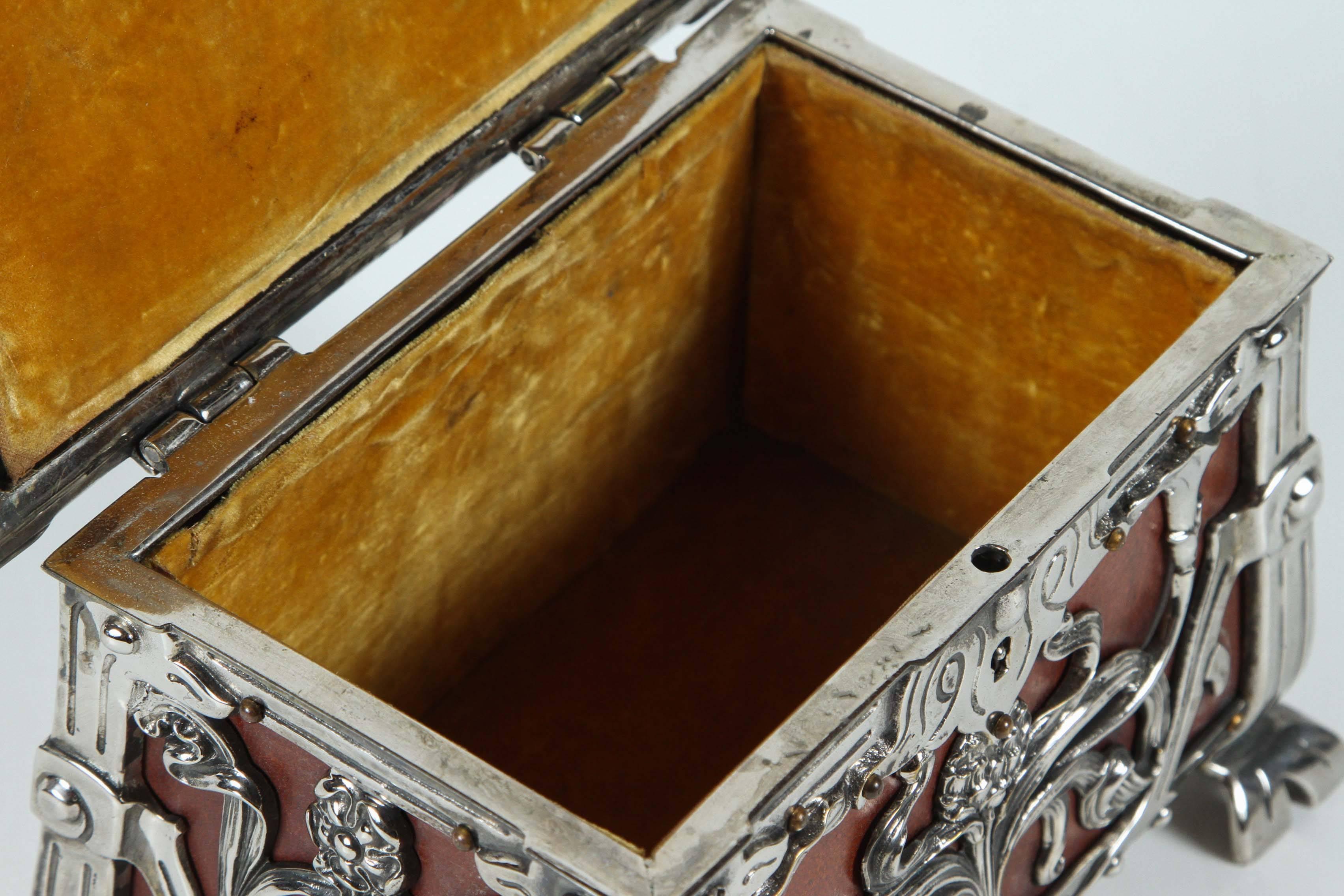 Leather 19th Century, Vibrant, Art Nouveau Box