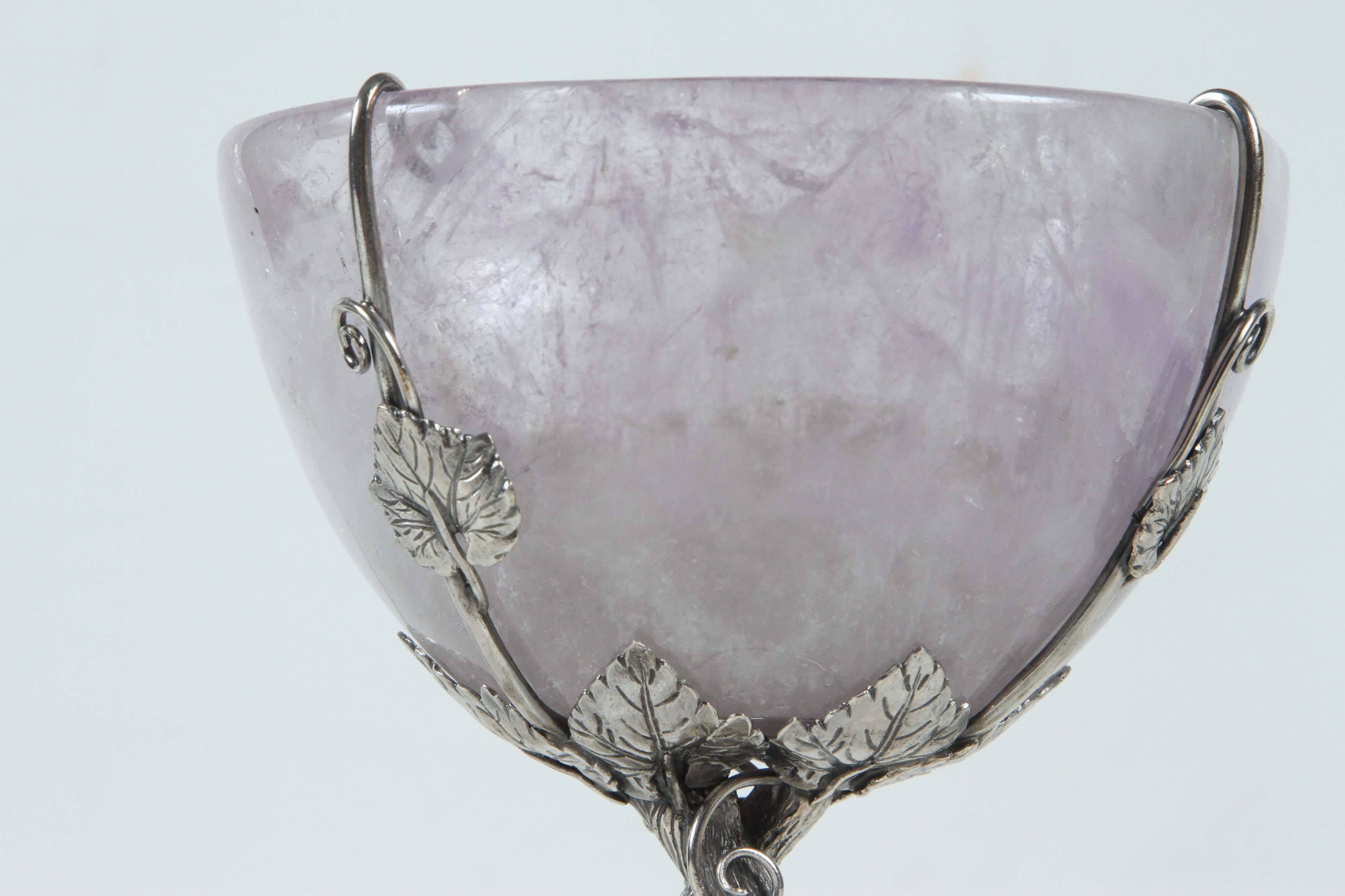 Carved Italian, Amethyst and Sterling Silver Chalice