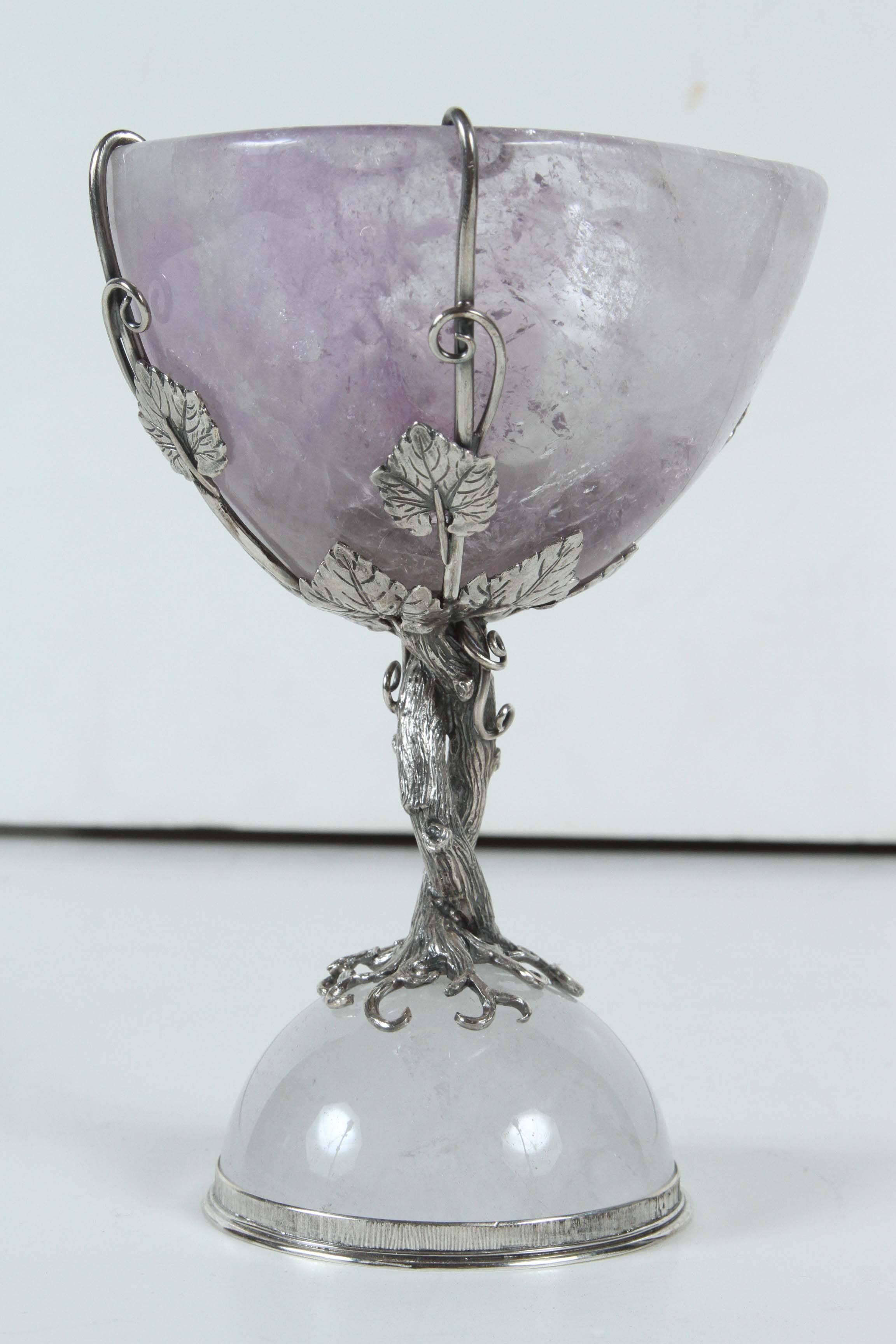 Contemporary Italian, Amethyst and Sterling Silver Chalice