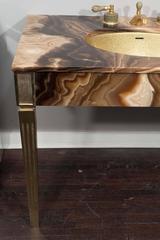 Sienna Marble Vintage Bathroom Vanity with Gold Glitter Sink by Sherle Wagner