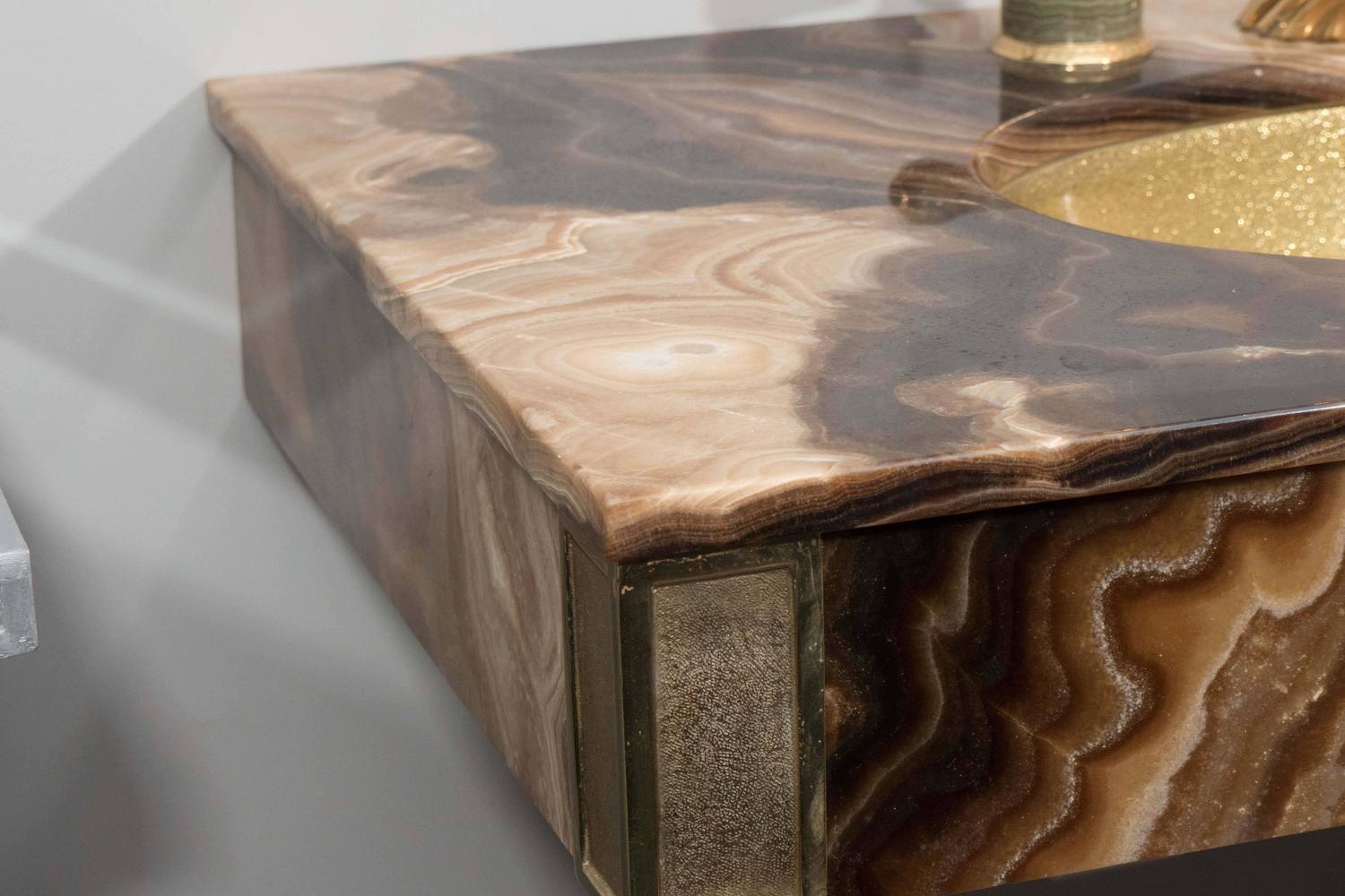  Bathroom Vanity with Gold Glitter Sink by Sherle Wagner For Sale at