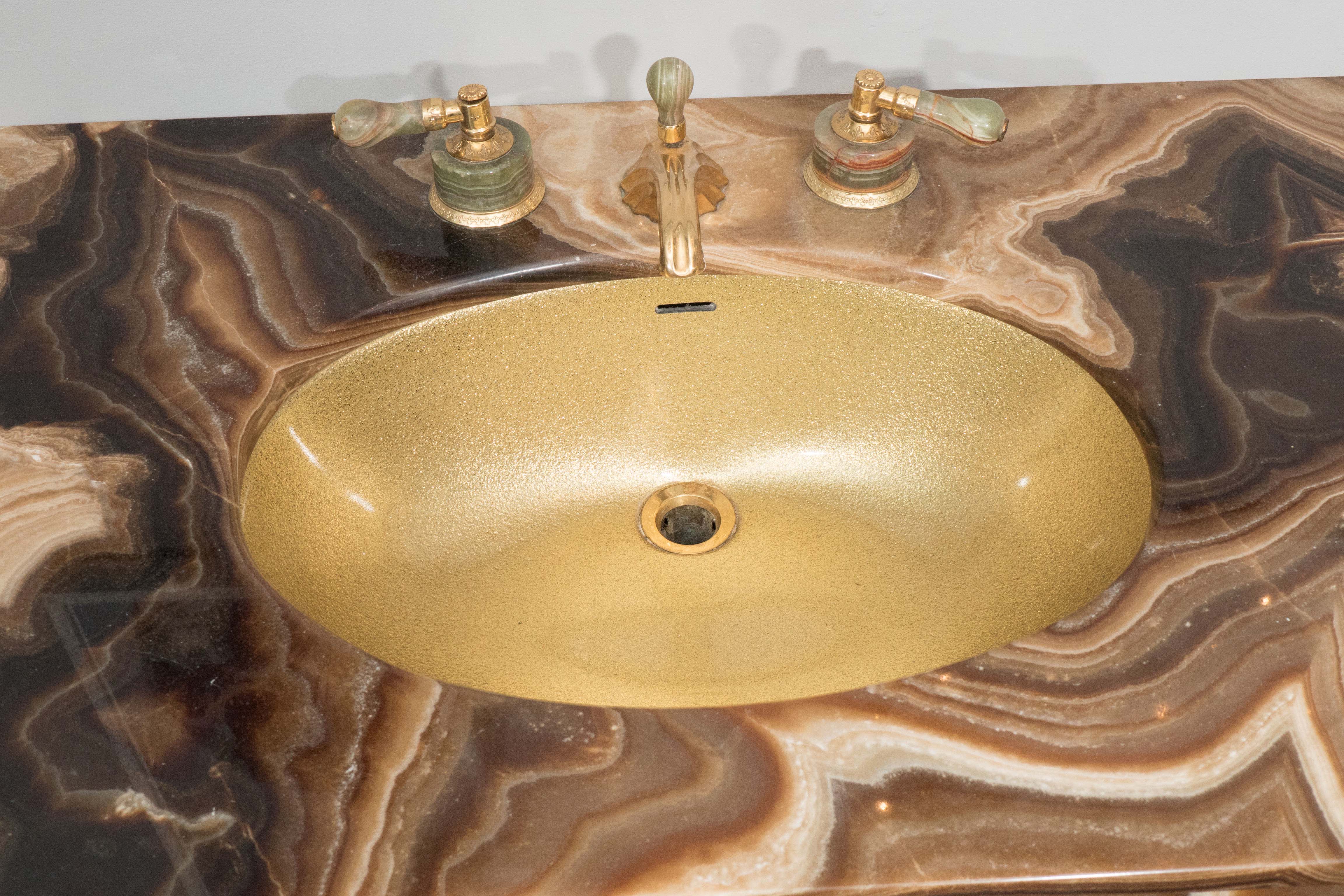 Sienna Marble Vintage Bathroom Vanity With Gold Glitter Sink By Sherle Wagner