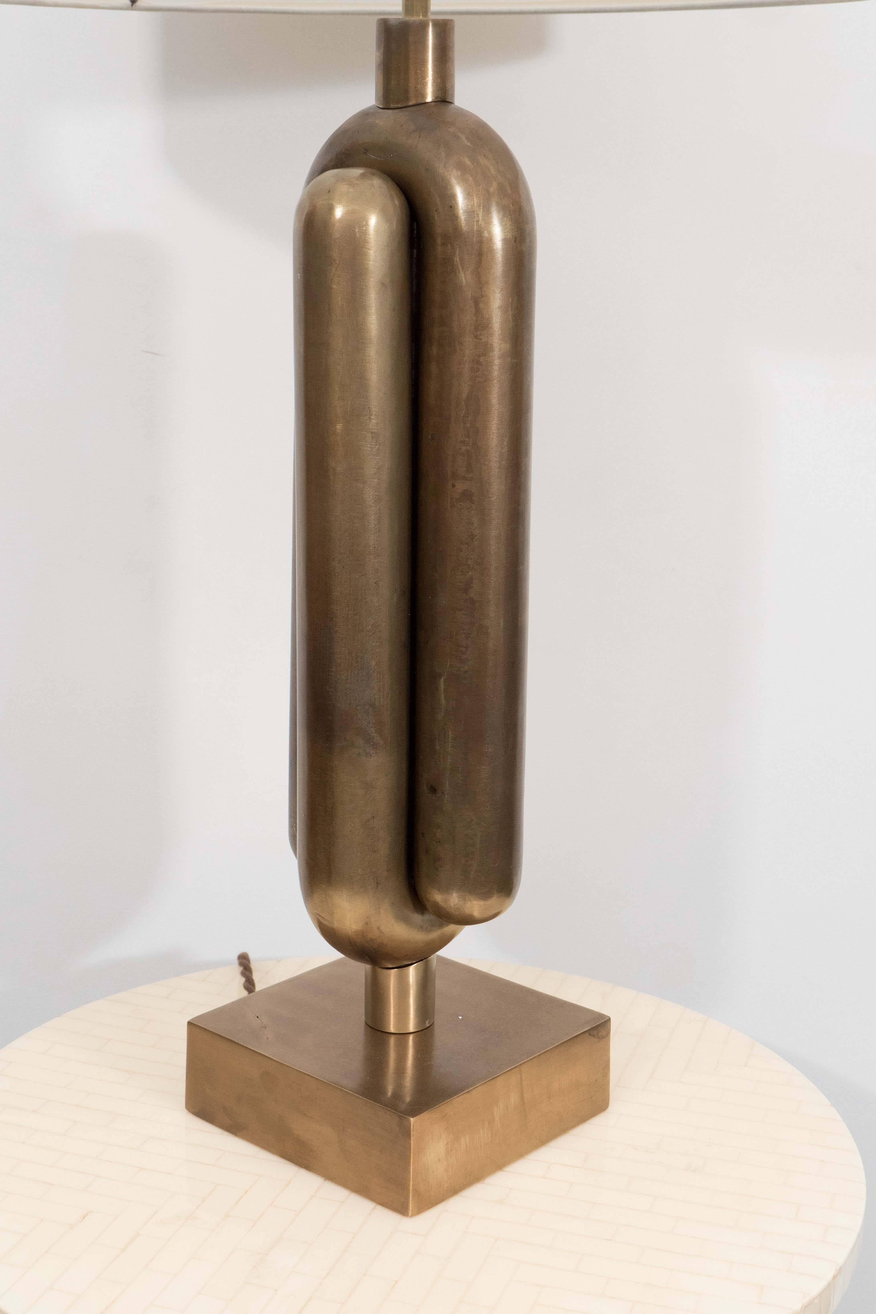 Sculptural Brass Table Lamps In Excellent Condition In Newburgh, NY