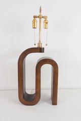 Pair of Curvilinear Wood Table Lamps