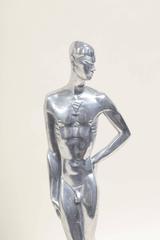 'Homme nu avec un bras sur la hanche' Aluminum Sculpture by Leon Leyritz