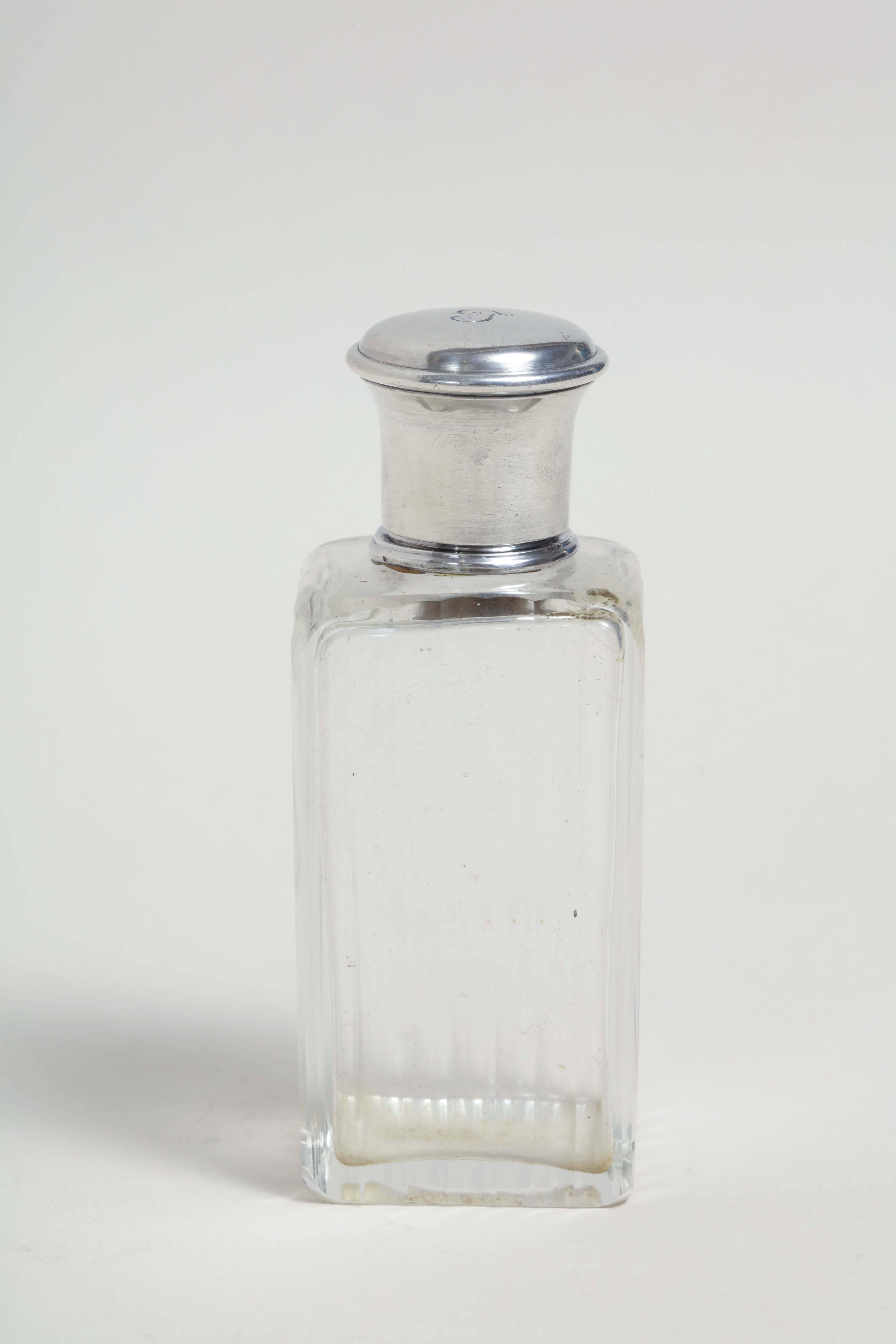 Gustave Keller Freres French Art Deco Sterling Silver & Crystal Scent Bottle 4