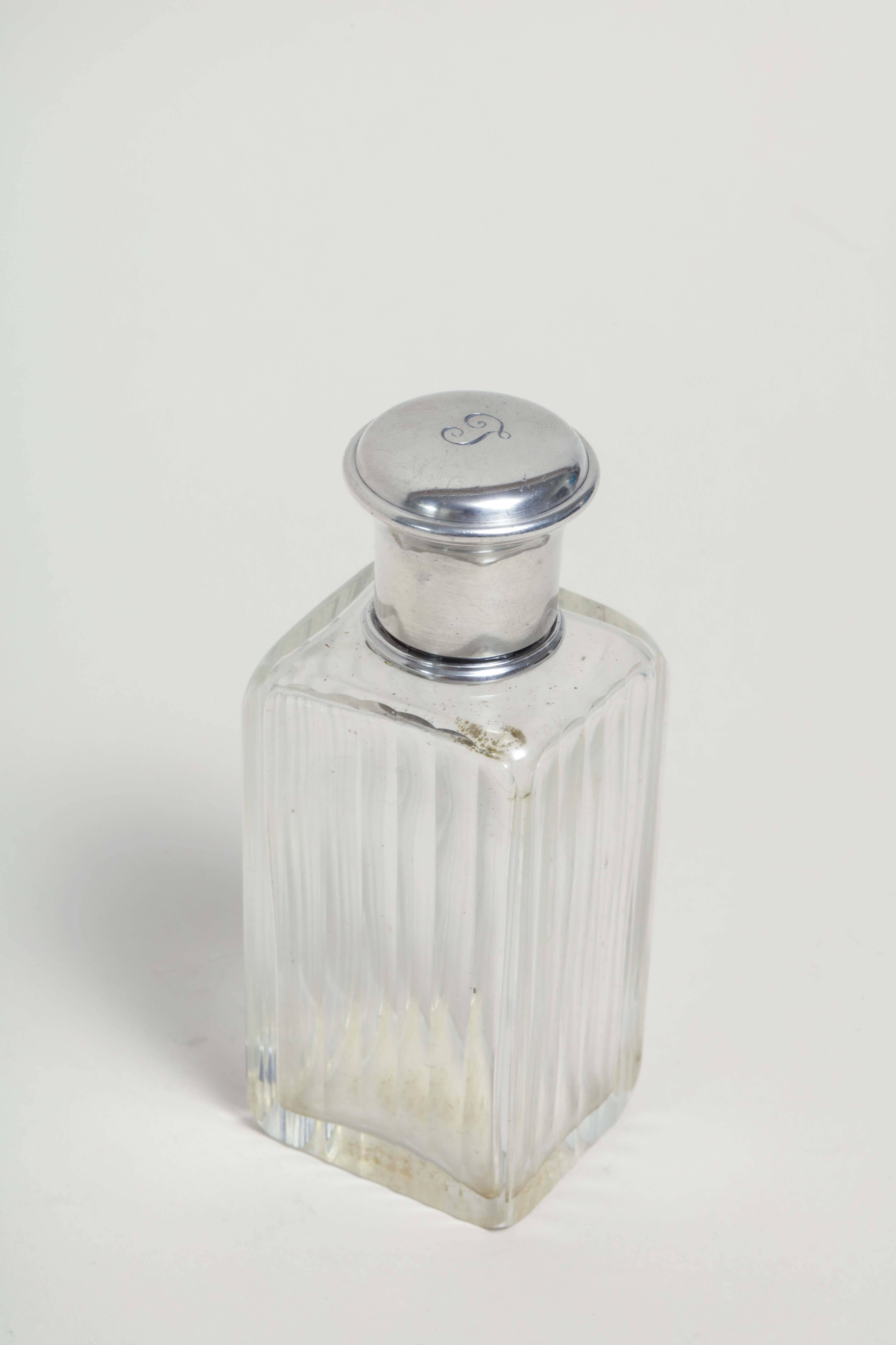 Gustave Keller Freres French Art Deco Sterling Silver & Crystal Scent Bottle 5