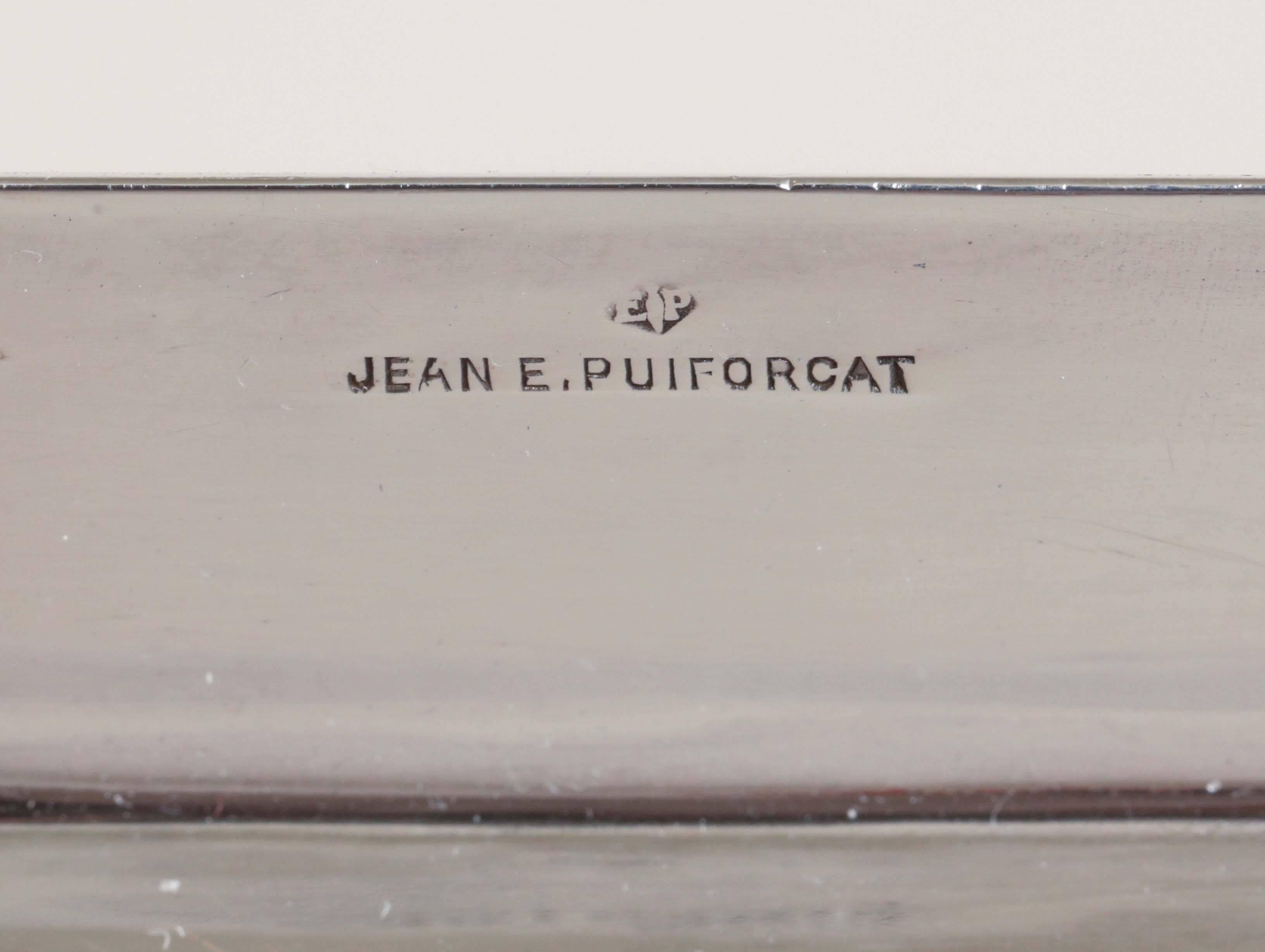 Jean E. Puiforcat French Art Deco Sterling Silver Tray in the Cannes Pattern 5