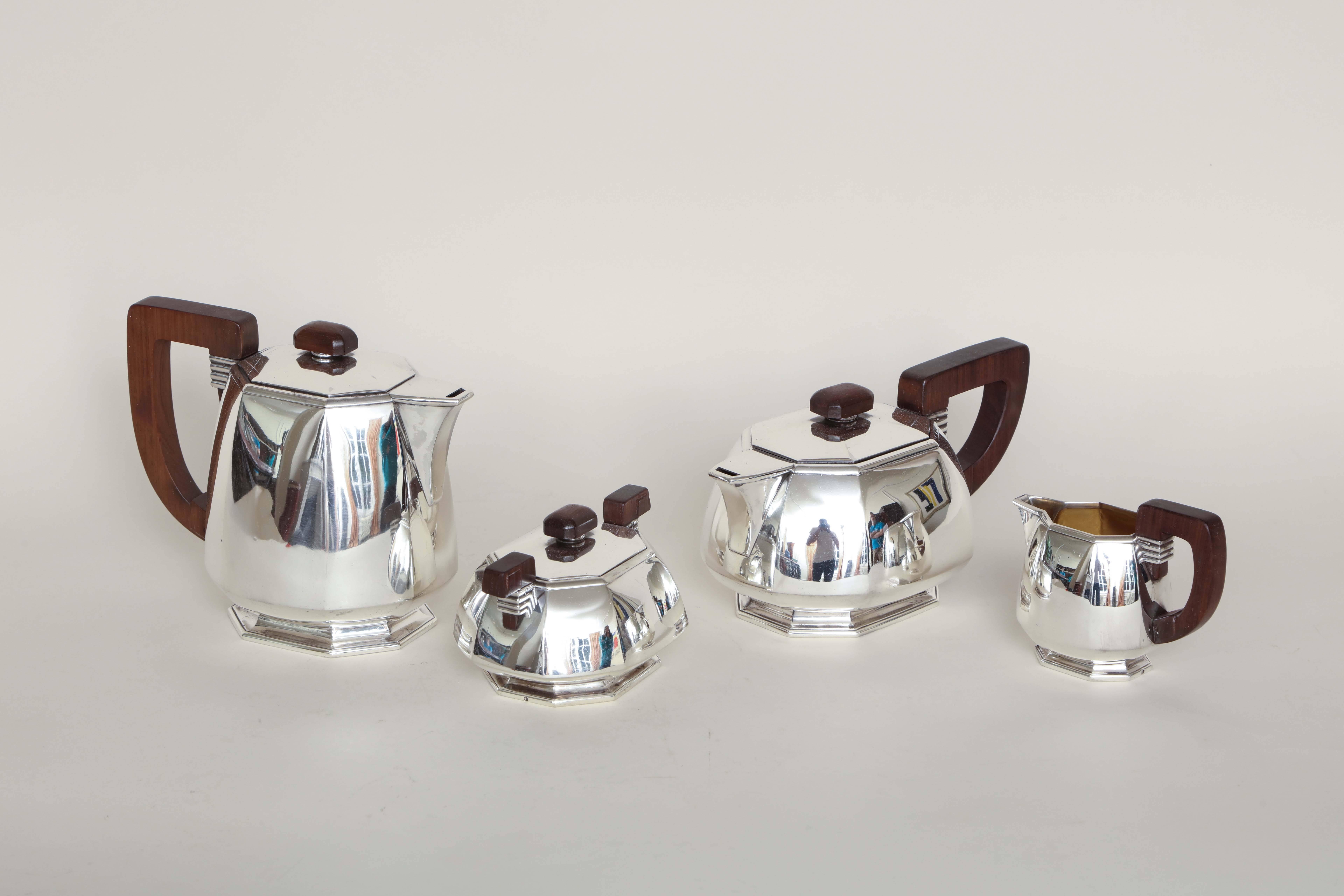 Jean E. Puiforcat French Art Deco Tea and Coffee Sterling Silver Service 1