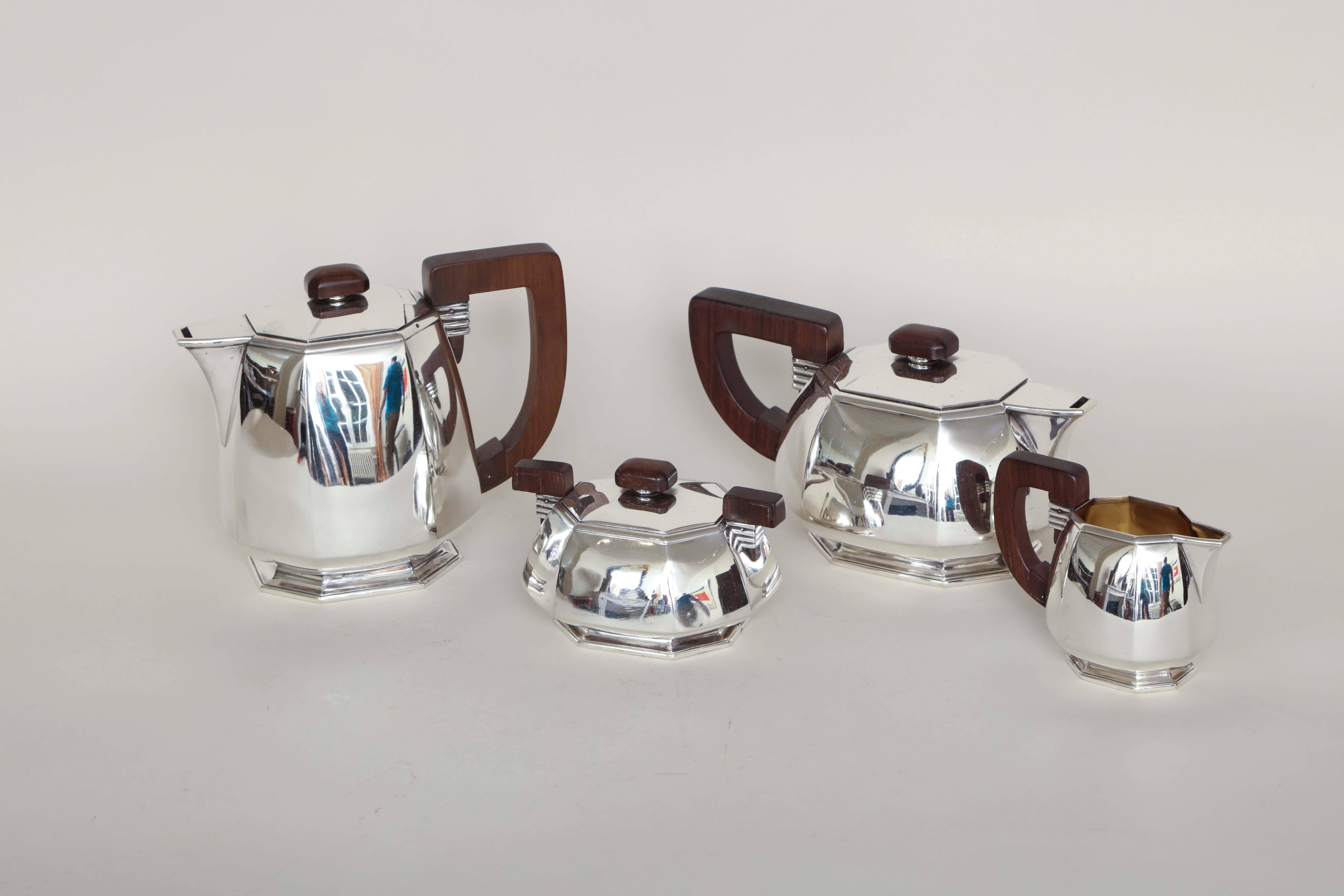 Jean E. Puiforcat French Art Deco Tea and Coffee Sterling Silver Service 2