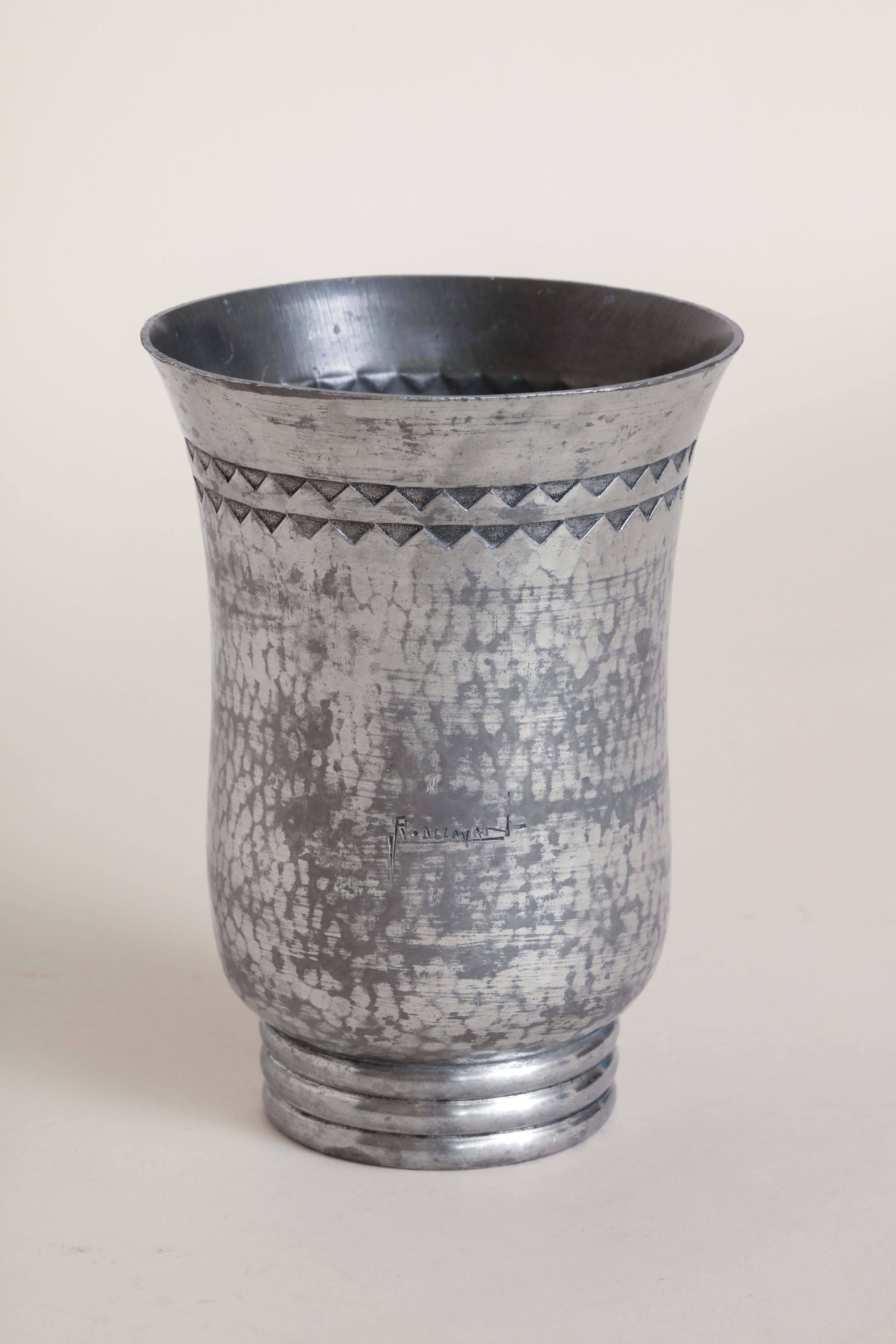 Rene Delavan French Art Deco Pewter Vase 6