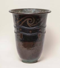 Theodore Chanut French Art Deco Important Large Copper Dinanderie Vase