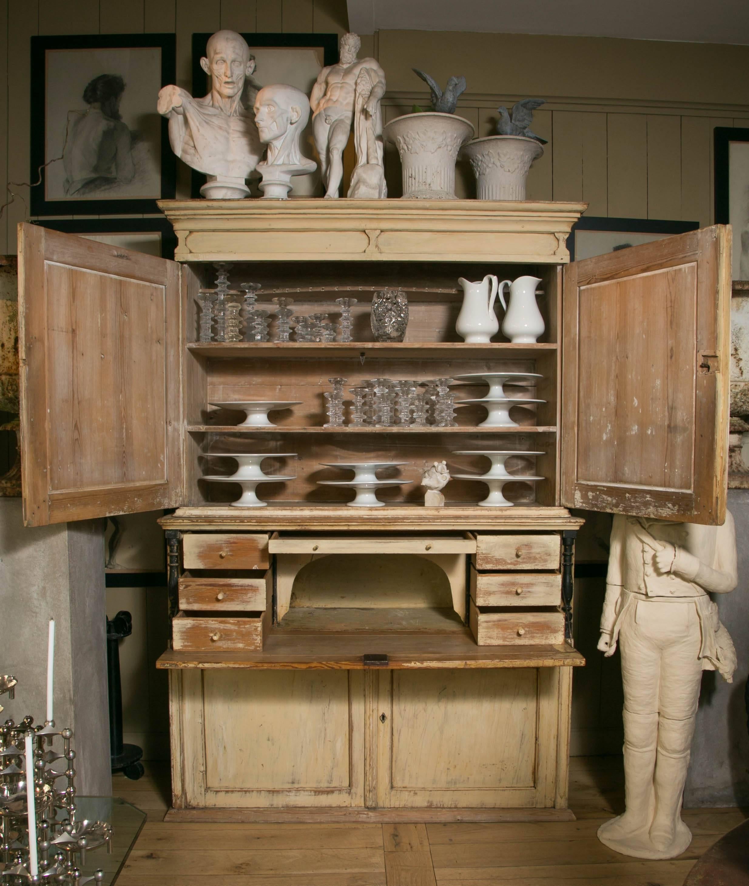 19th Century Swedish Painted Cupboard with Drop-Leaf Front, circa 1880