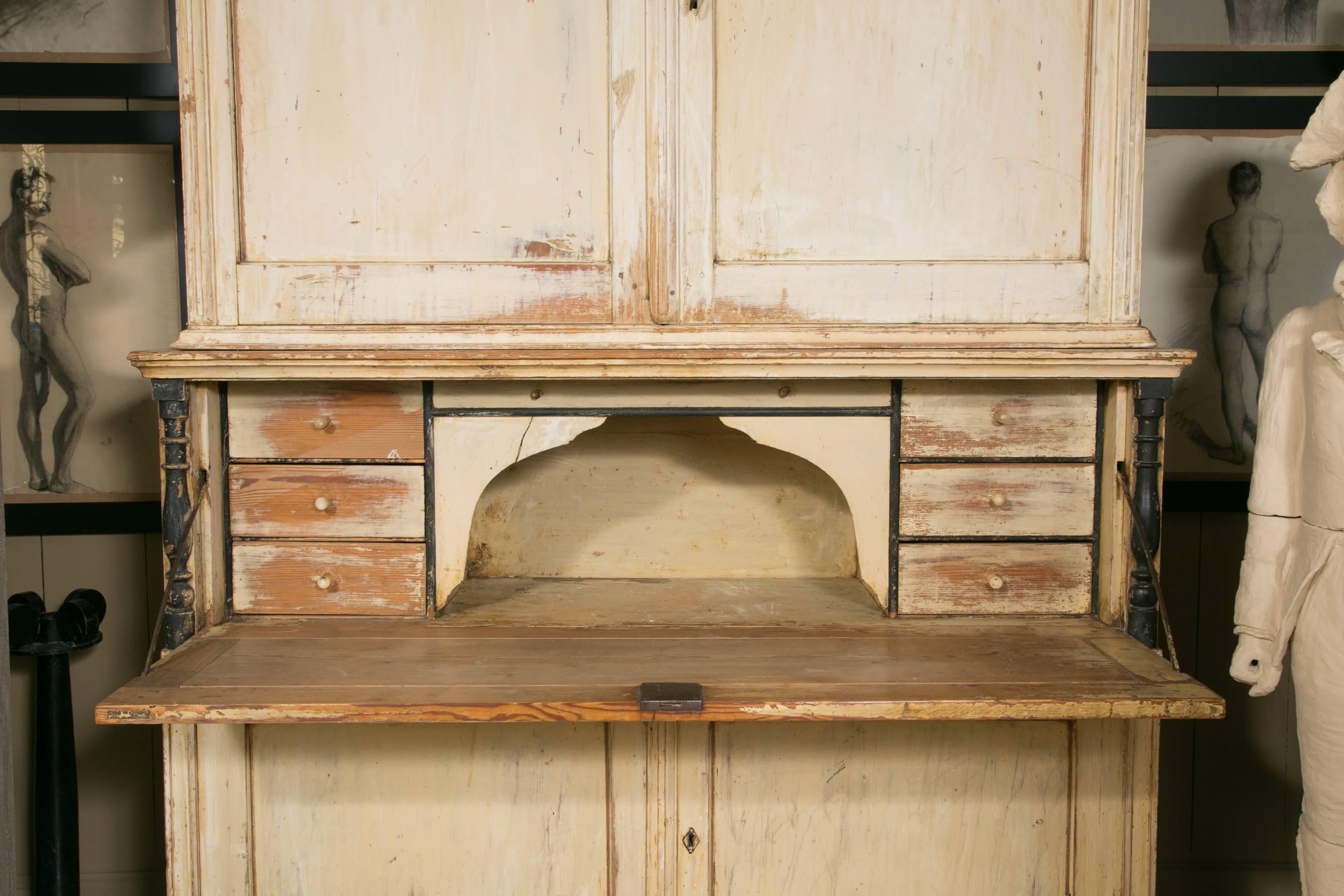 Swedish Painted Cupboard with Drop-Leaf Front, circa 1880 1
