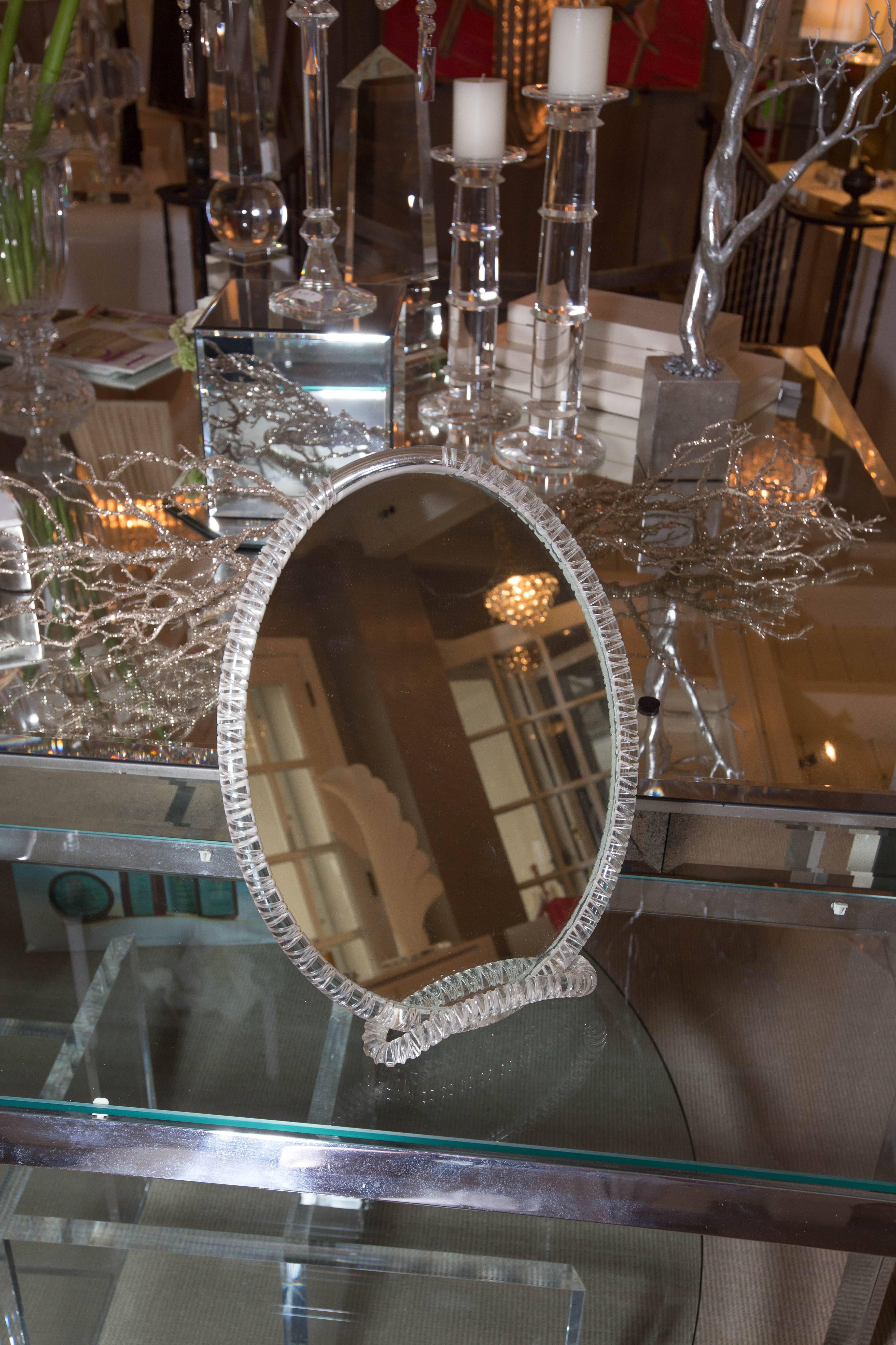 Exquisite Lucite table mirror.