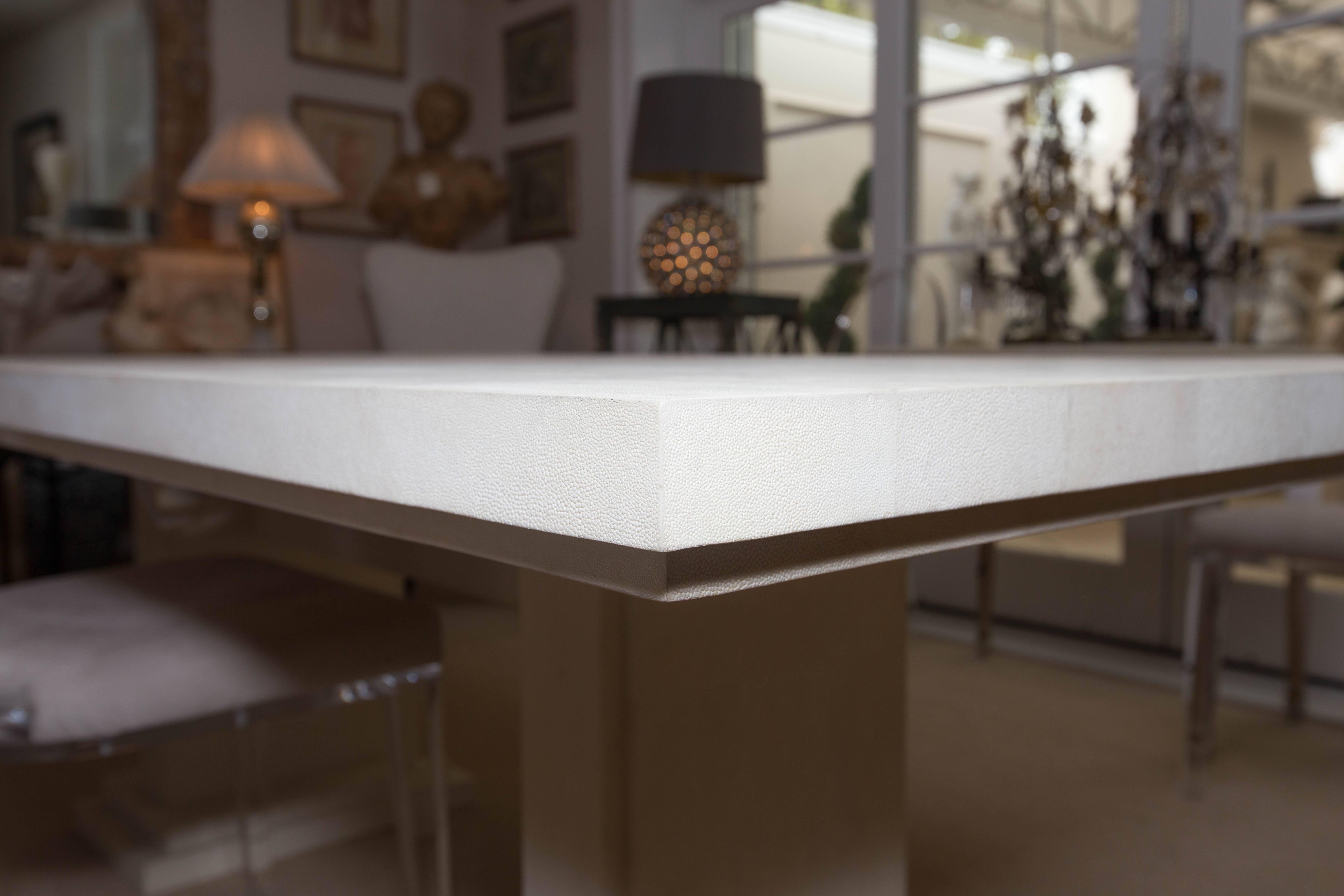 Magnificent White Shagreen Double Pedestal Dining Table 1