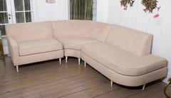 Three-Piece Upholstered Sectional with Tufted Back