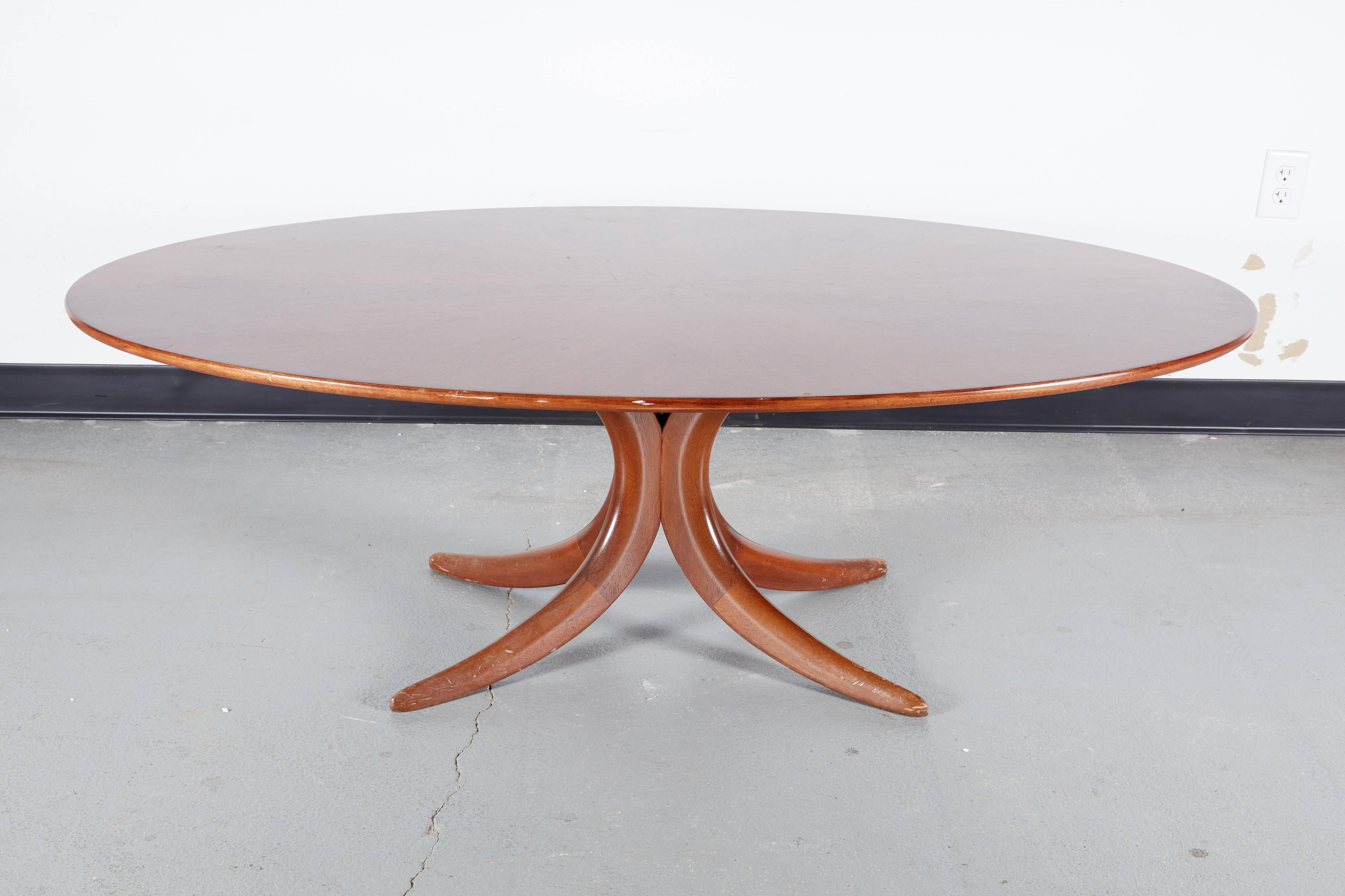 American Postmodern Oval Mahogany Coffee Table