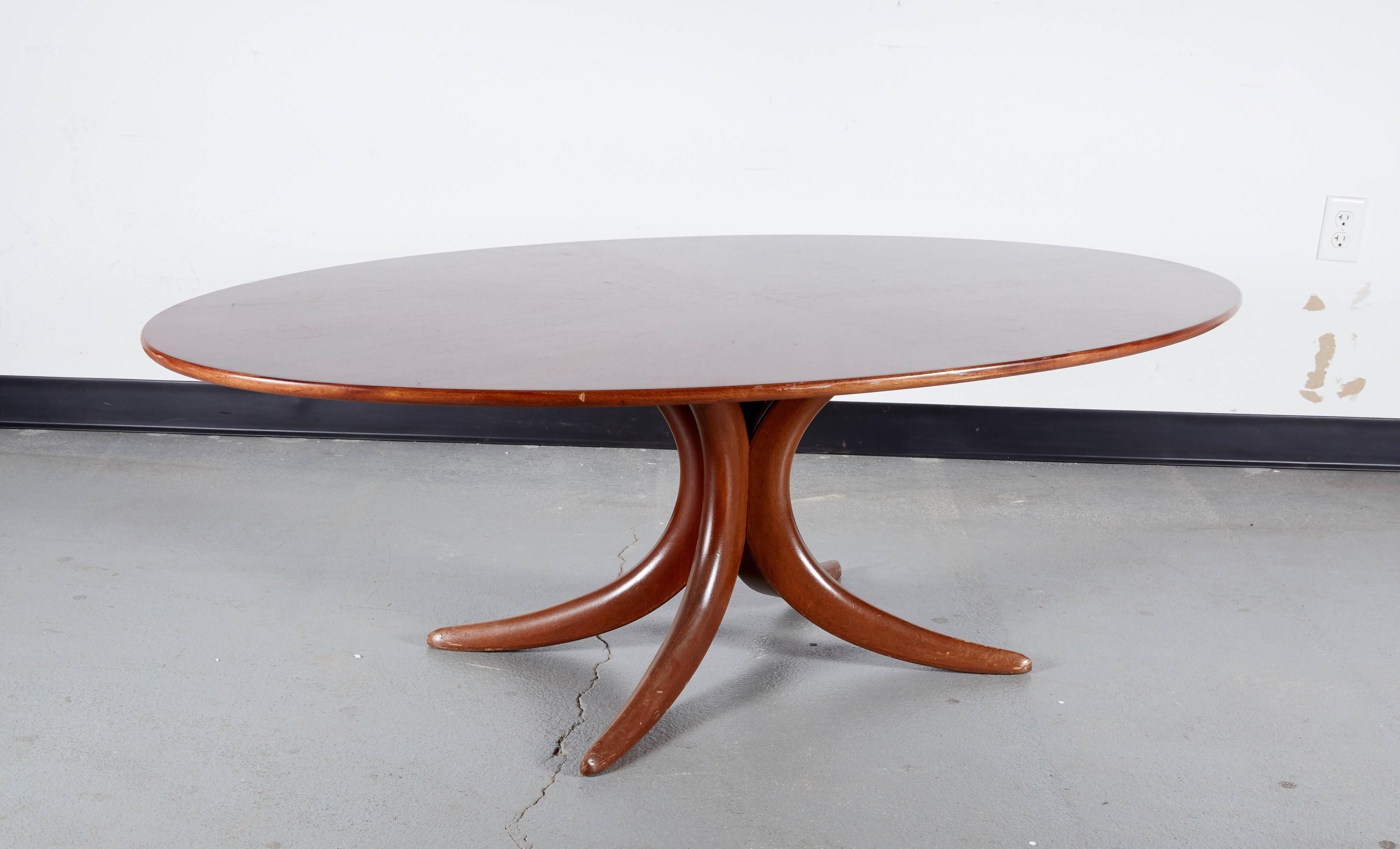 Late 20th Century Postmodern Oval Mahogany Coffee Table
