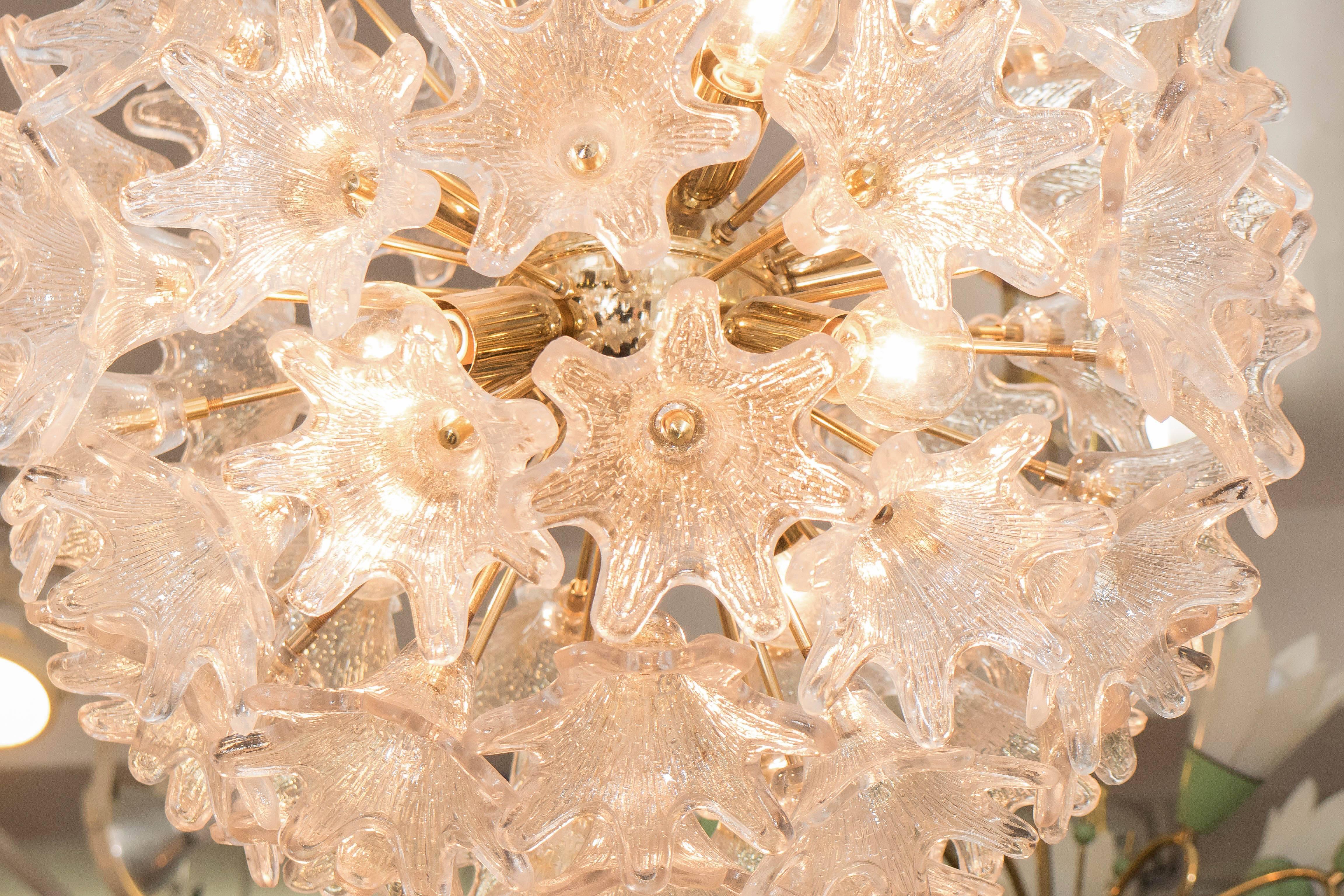 Italian Sputnik Chandelier with Murano Glass Flowers In Good Condition In New York, NY