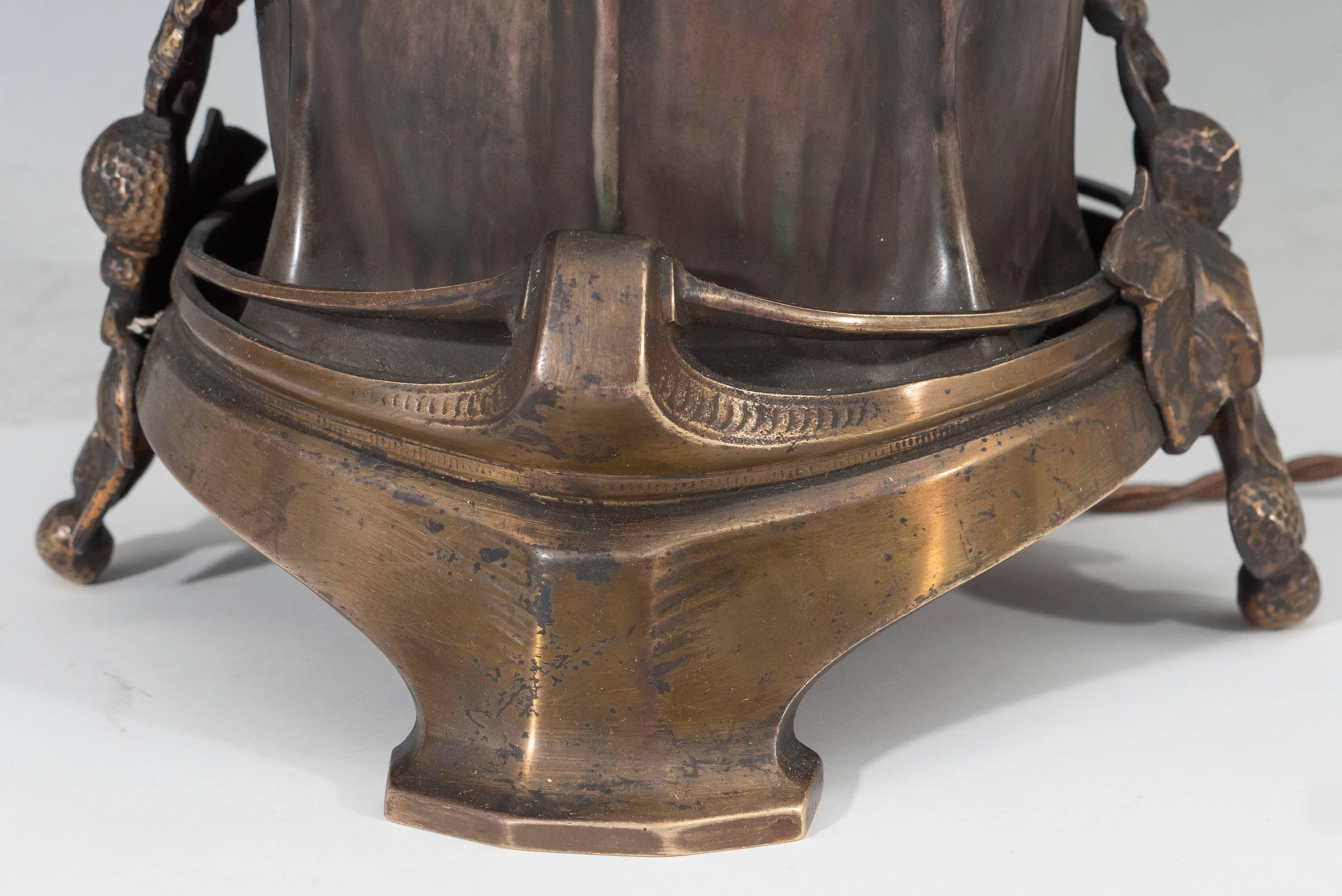 Austrian Art Nouveau Amphora 'EDDA' Vase Lamp with Bronze Mounts For Sale 5