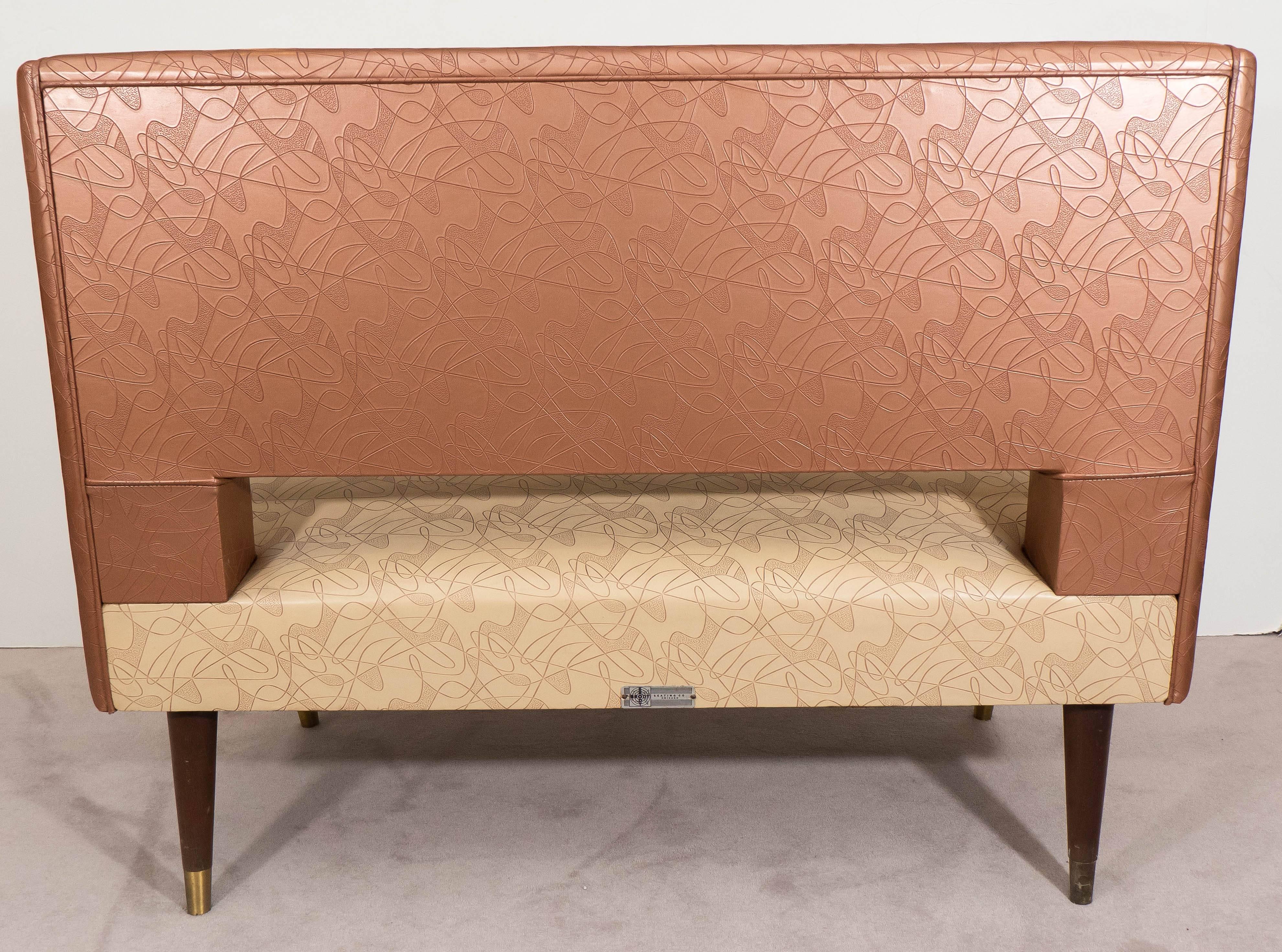 American Brody Seating Co. Vinyl Settee or Banquette on Tapered Legs