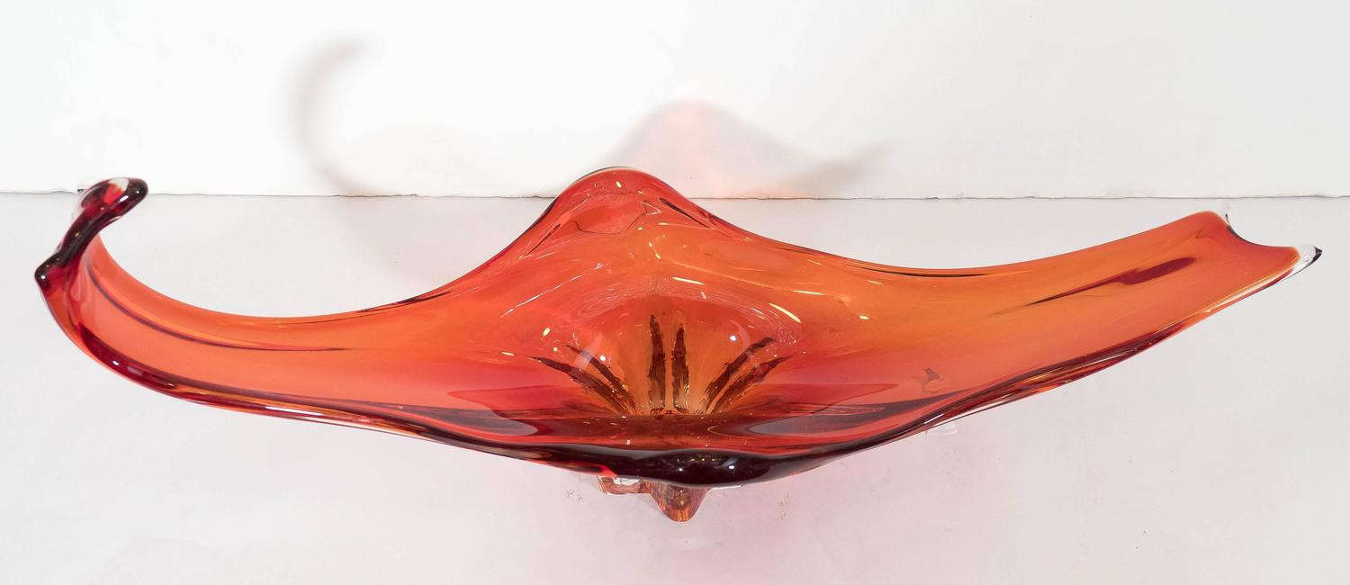 Murano Glass 'Sommerso' Orange Decorative Bowl and Centerpiece at 1stdibs