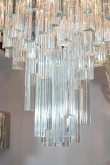 Mid-Century Staggered Chandelier with Venini Glass Prisms