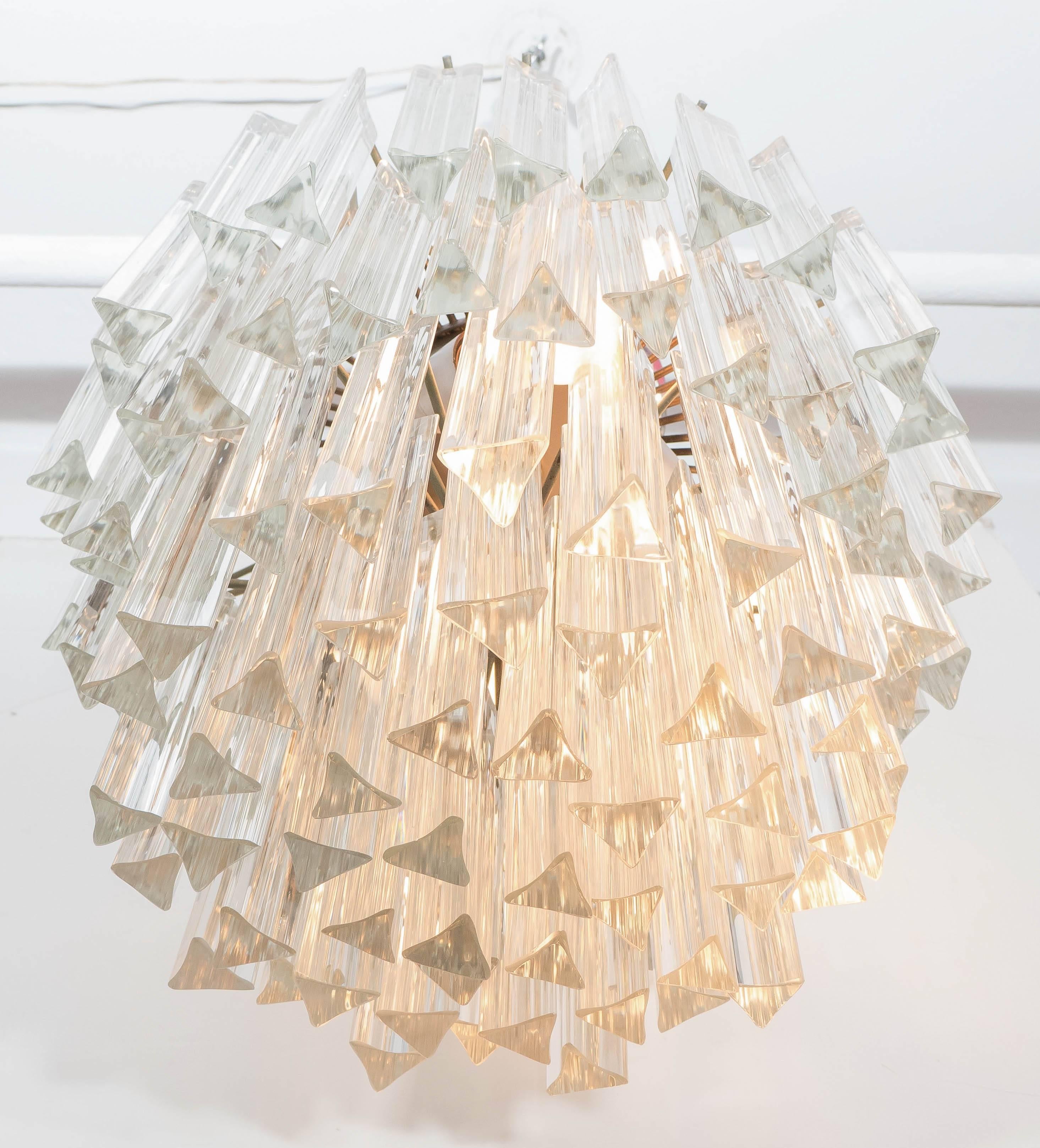 20th Century Venini Chandelier with Staggered Glass Prisms