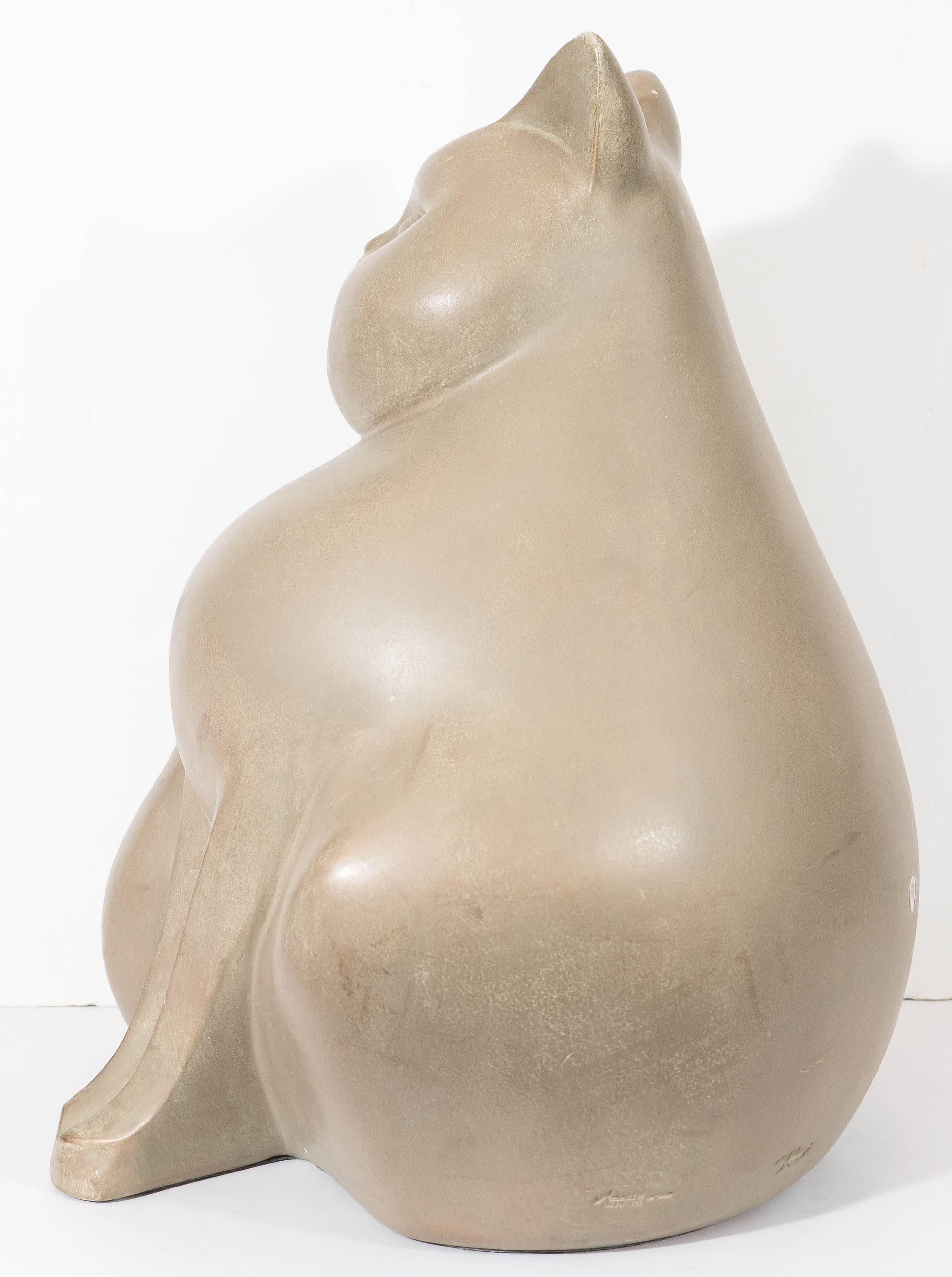 'Fat Cat' Ceramic Sculpture In Good Condition In New York, NY