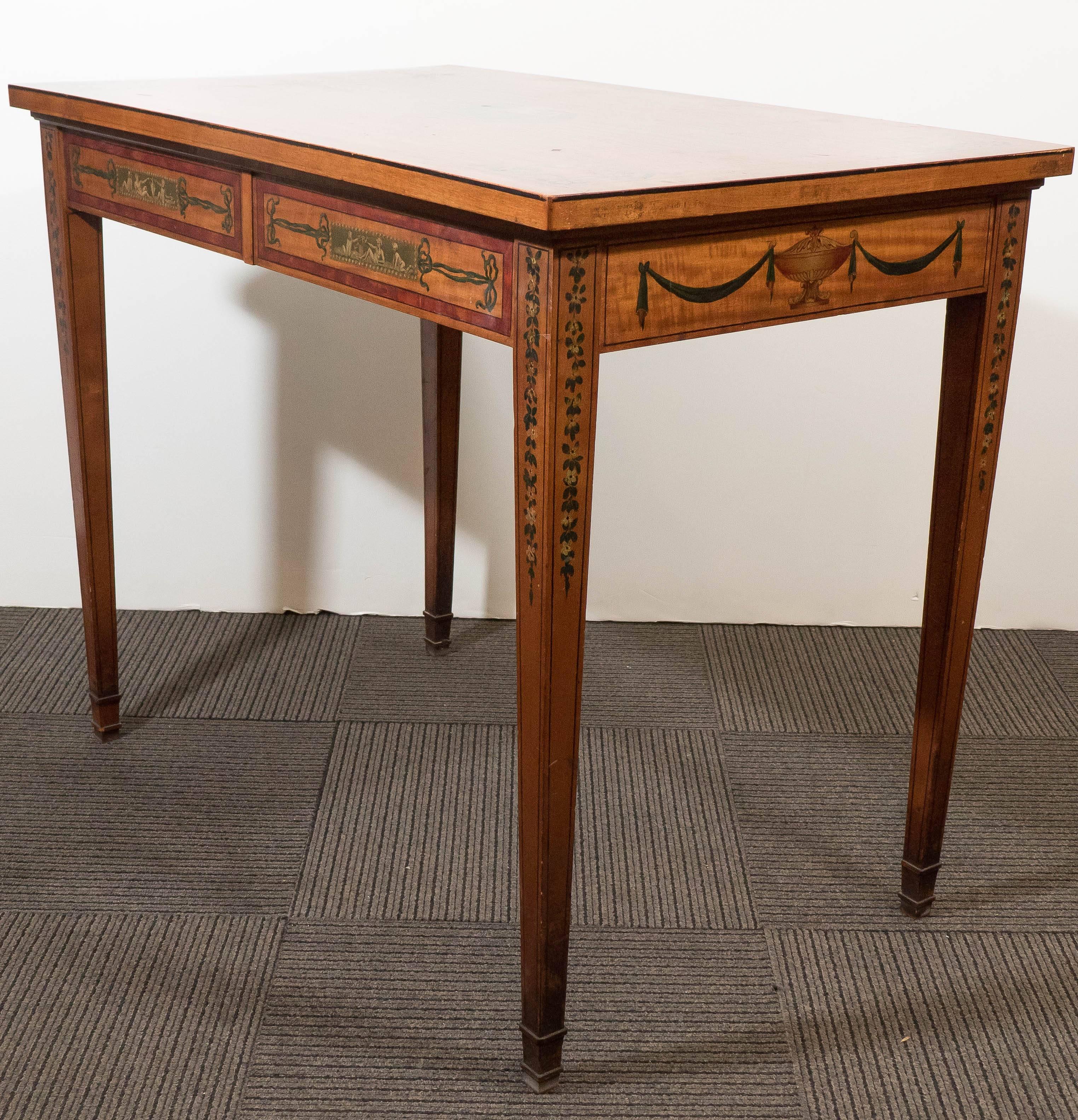 Silk English 19th Century Georgian Style Table and Desk
