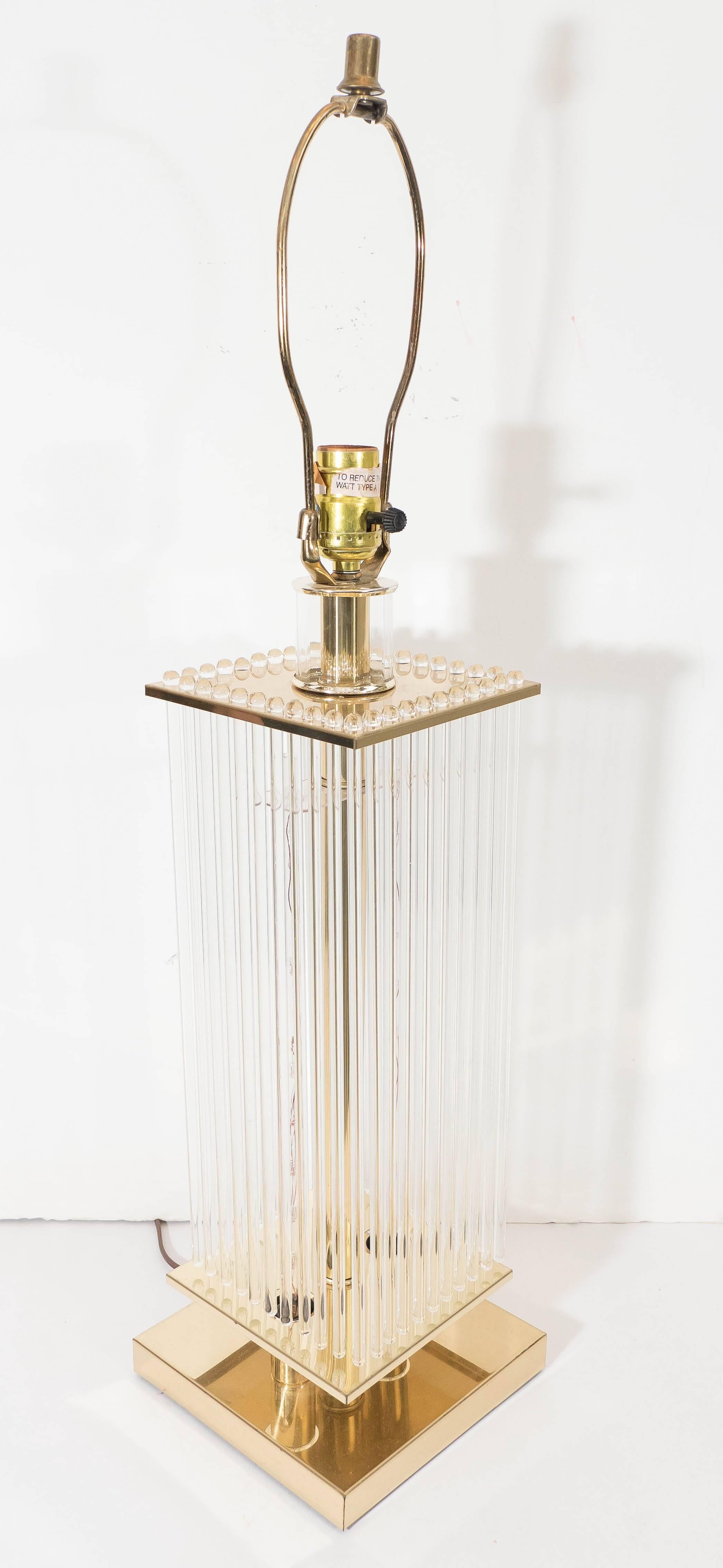 Late 20th Century Gaetano Sciolari Brass Lamp with Hanging Glass Rods
