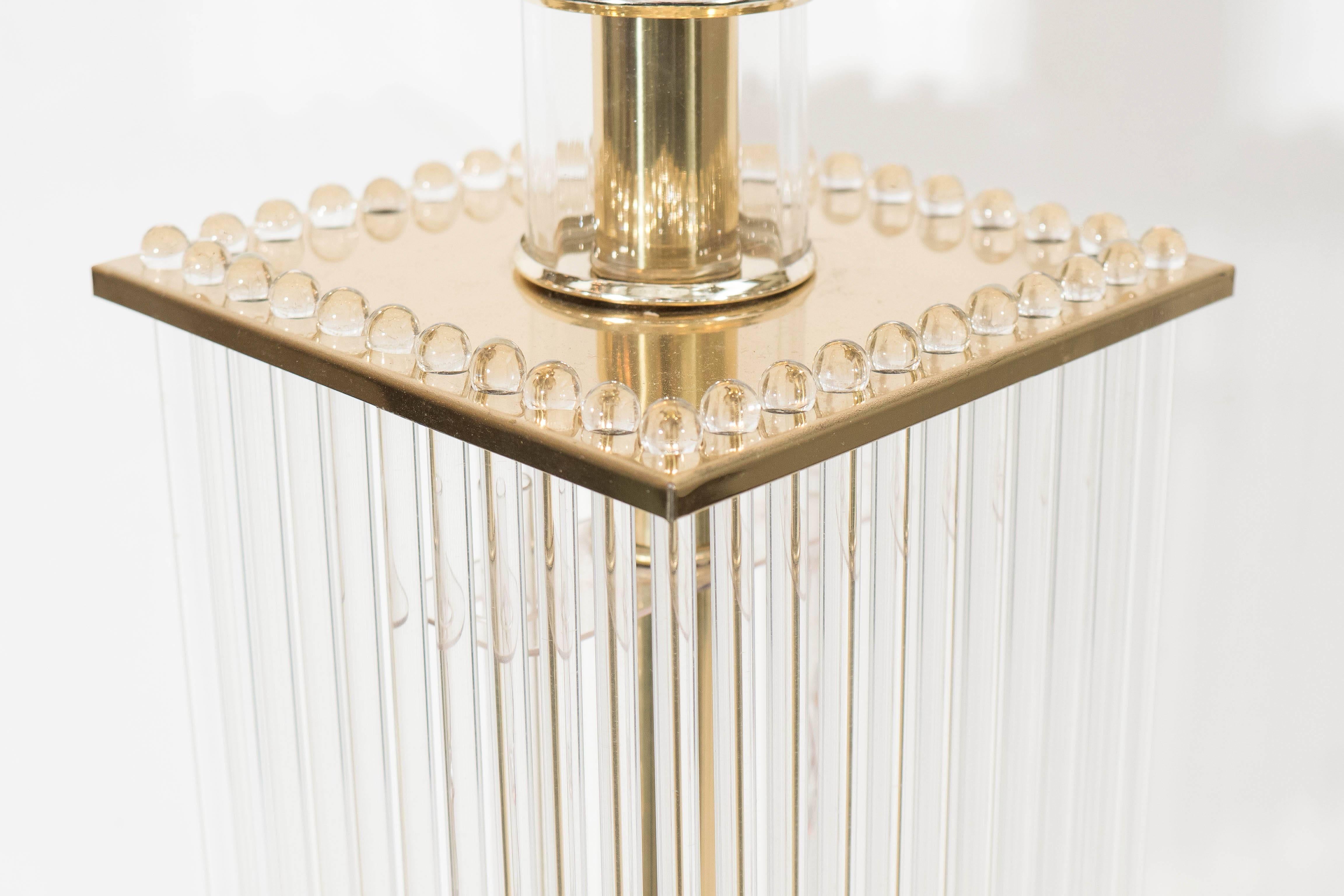 Gaetano Sciolari Brass Lamp with Hanging Glass Rods 1