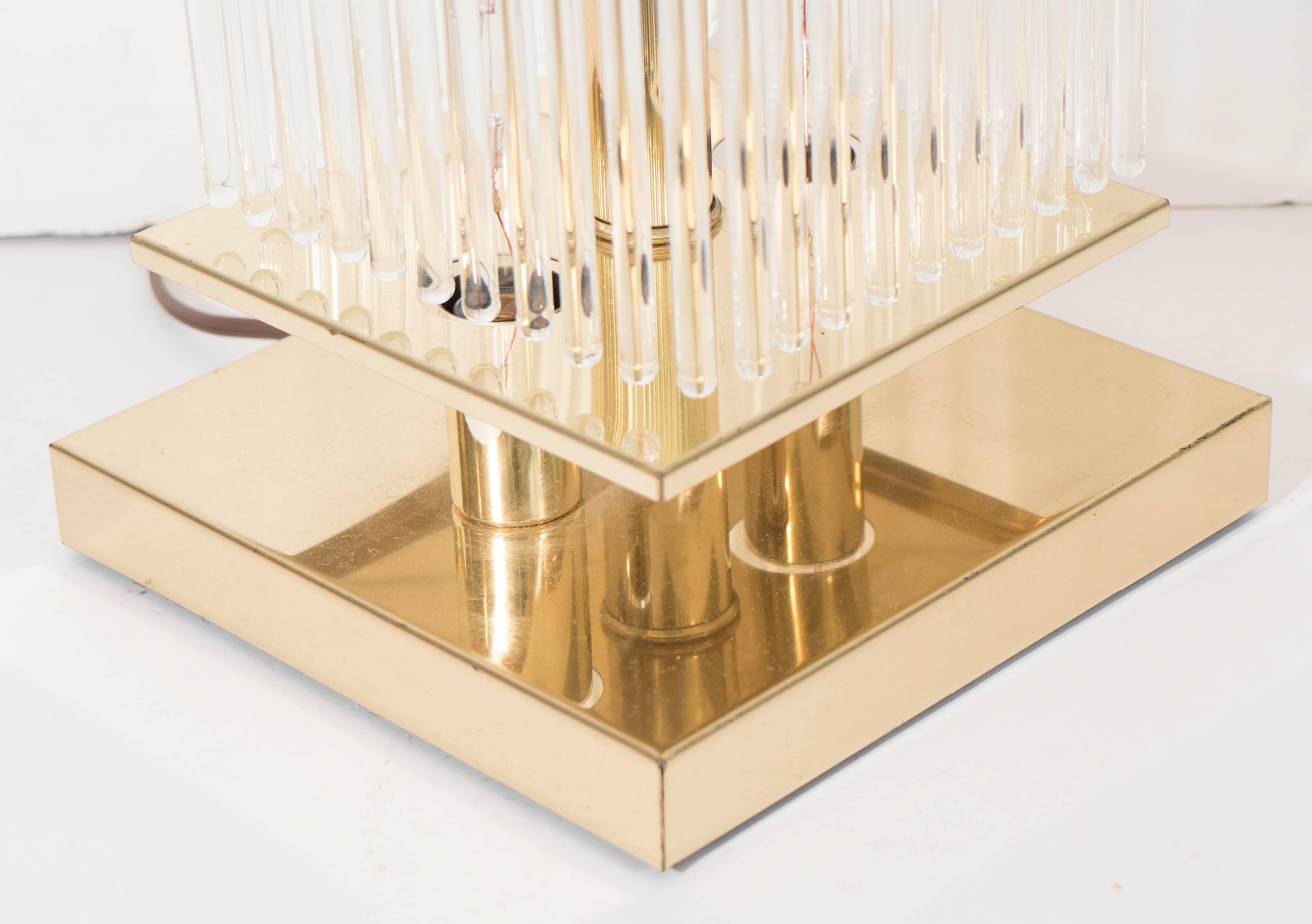 Gaetano Sciolari Brass Lamp with Hanging Glass Rods 2