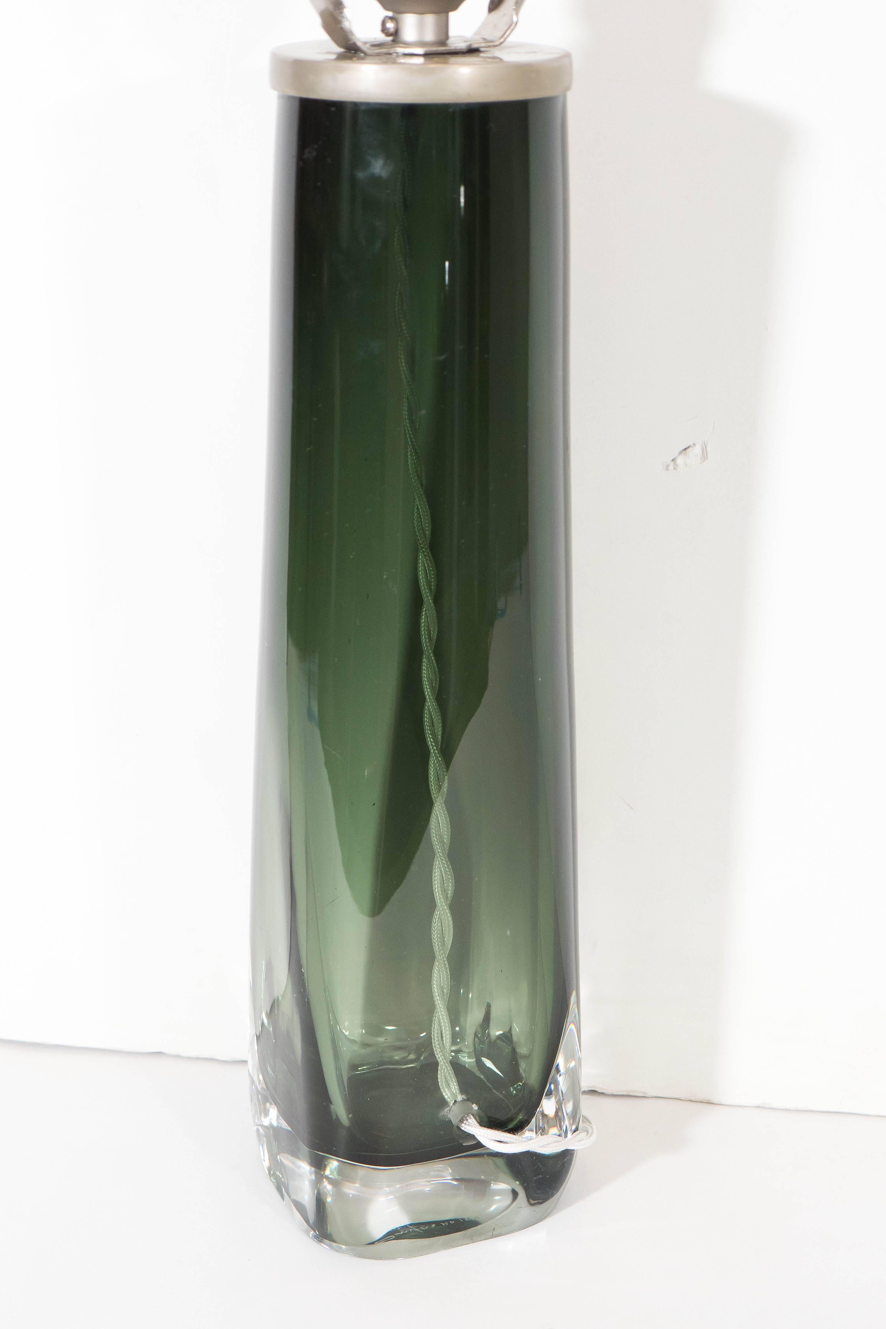 Carl Fagerlund Green Blown Glass Table Lamp for Orrefors 1