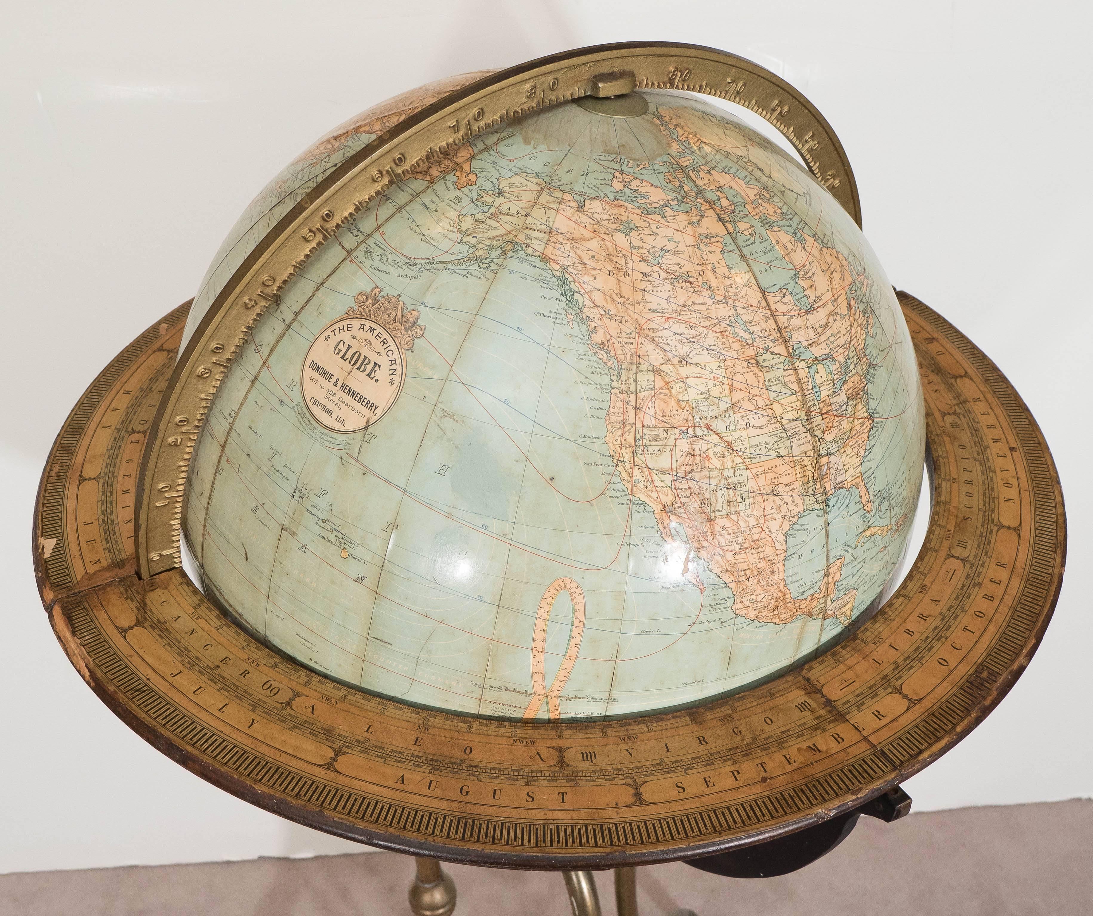 Donohue & Henneberry Terrestrial Globe on Stand In Good Condition In New York, NY