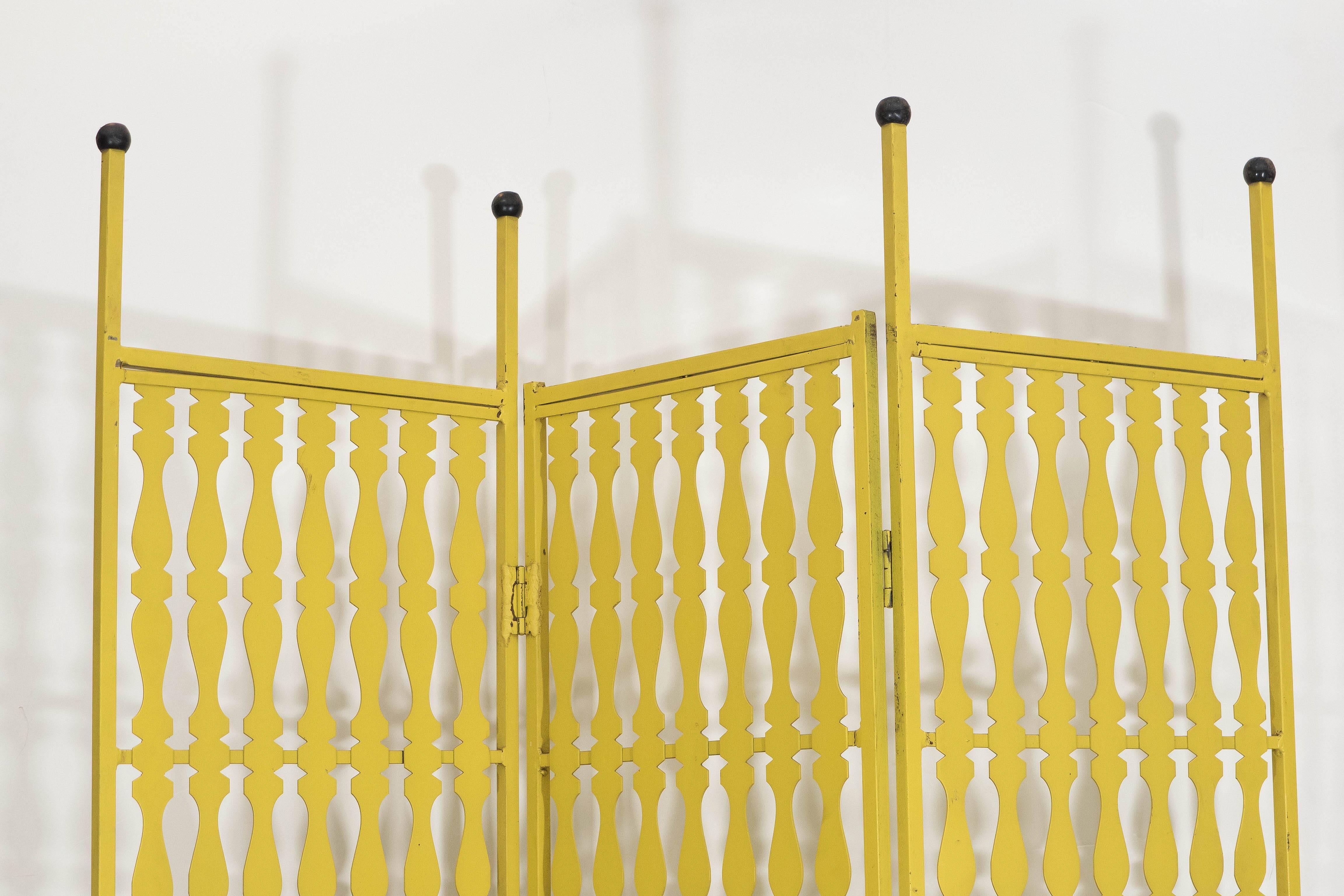 American Arthur Umanoff Three-Panel Folding Screen in Yellow For Sale
