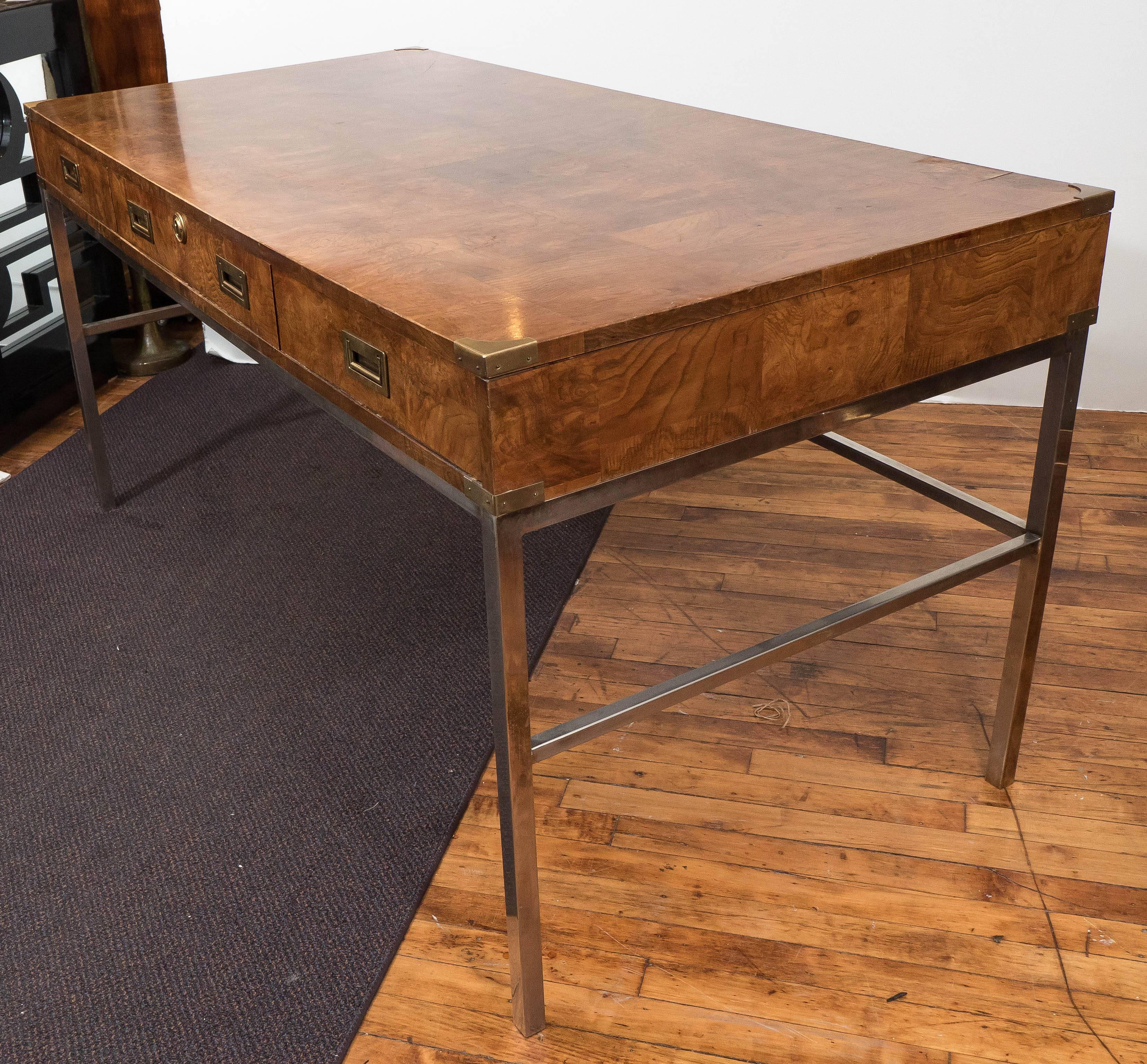Bernhardt Campaign Style Desk In Good Condition In Astoria, NY