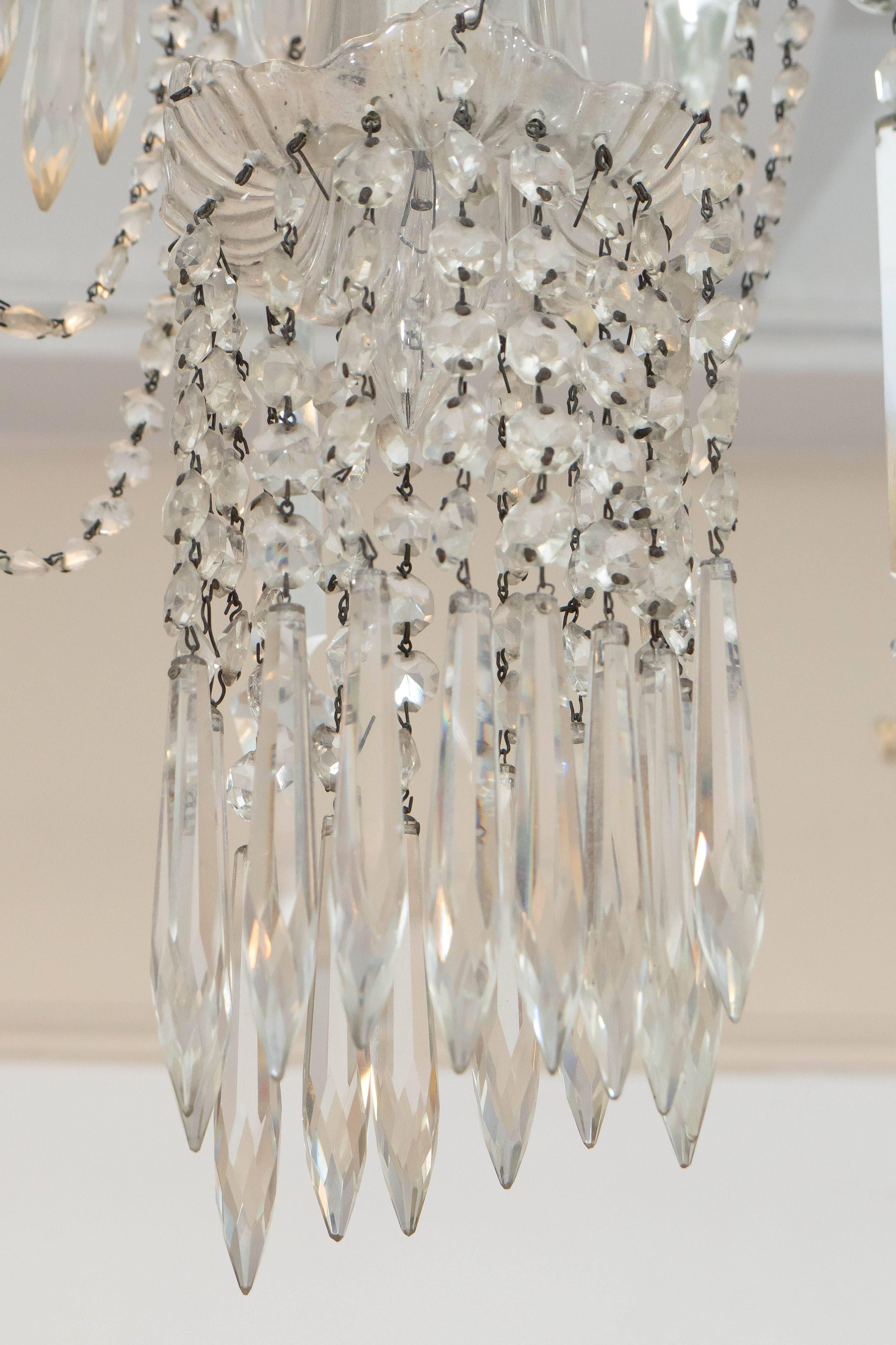 20th Century French Petite Crystal Pendant Chandelier
