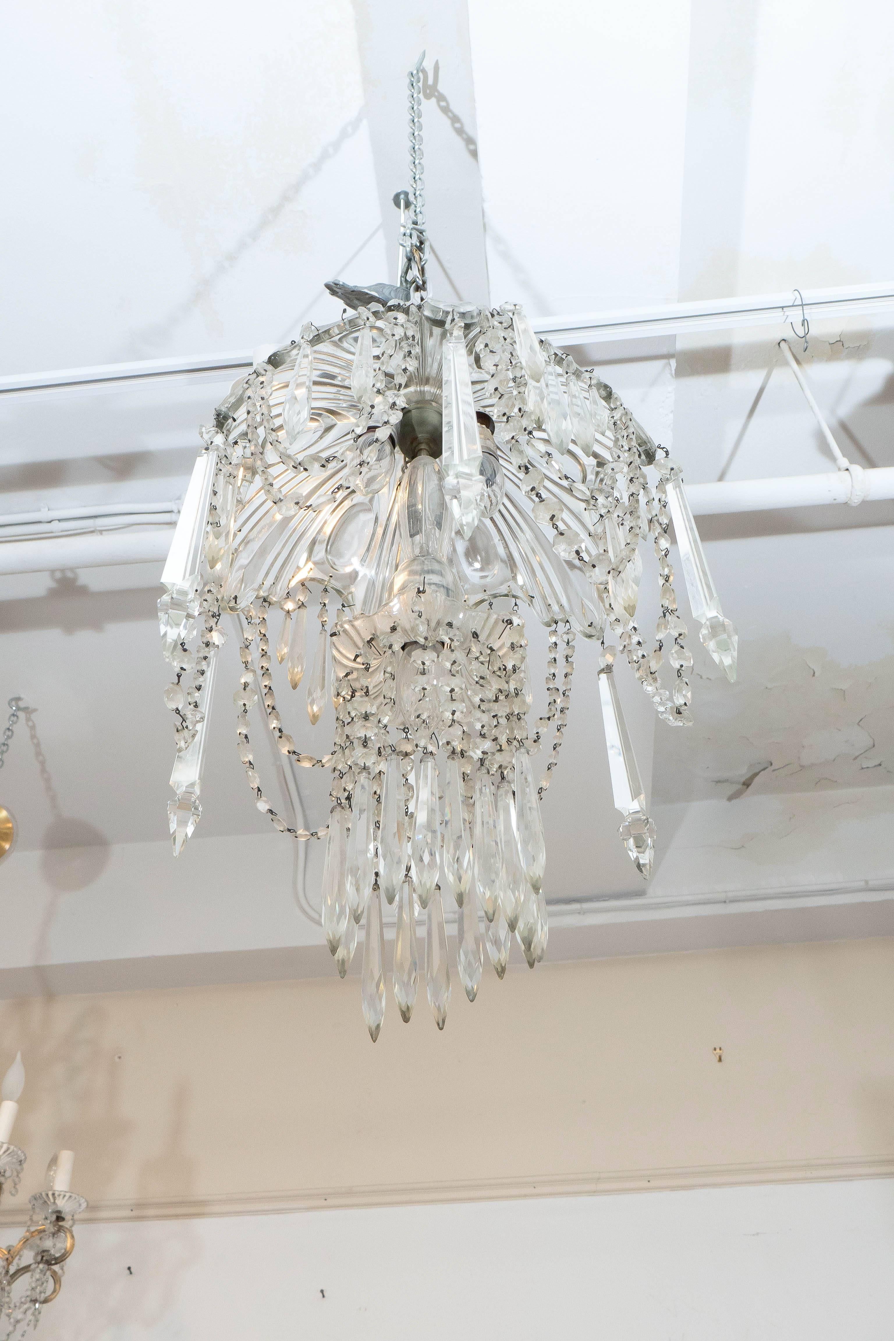 French Petite Crystal Pendant Chandelier 1