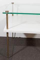 Glass and Laminate Two-Tier Table on Brass Legs